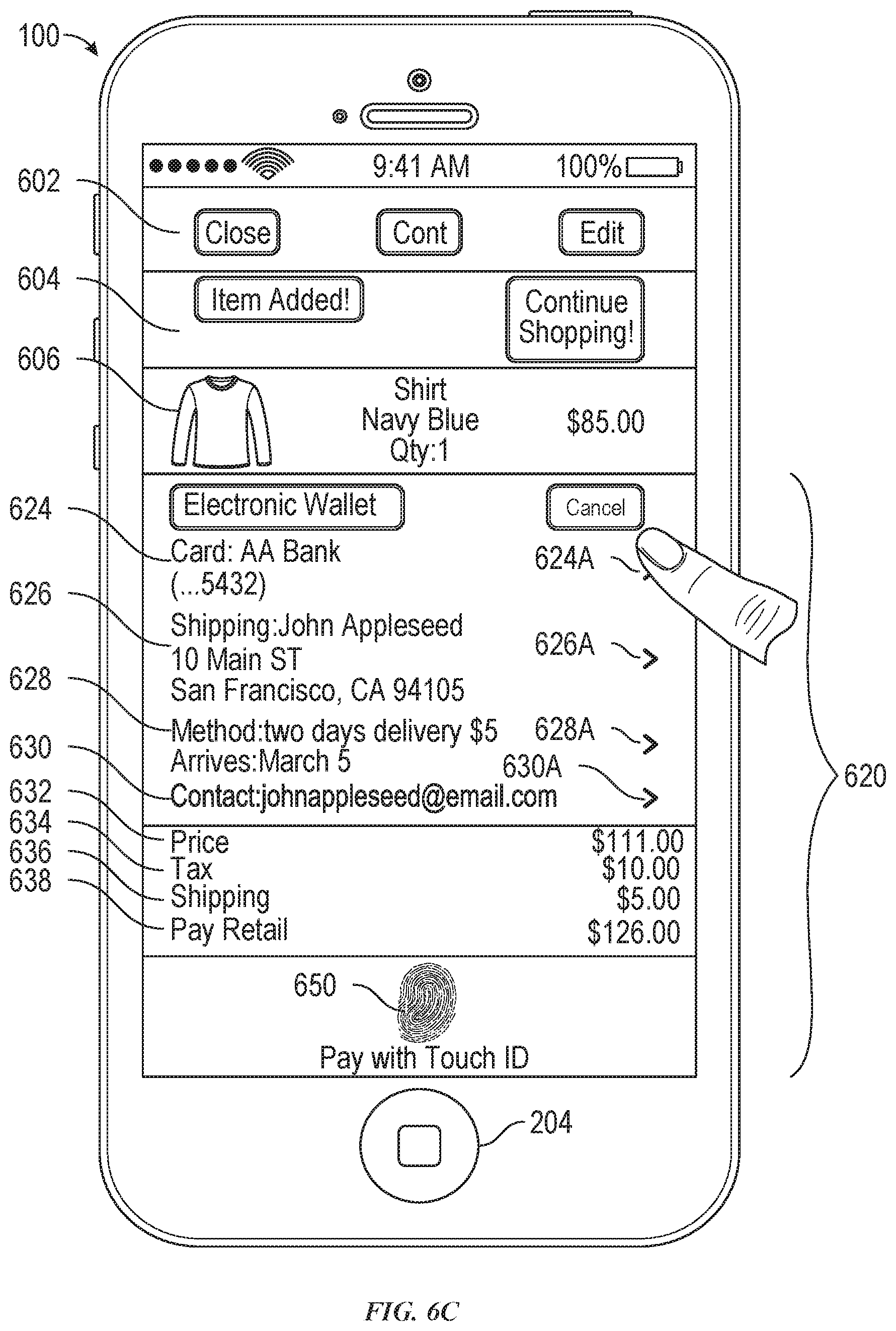Patent US12586054 Figure 12 – User interface for payments