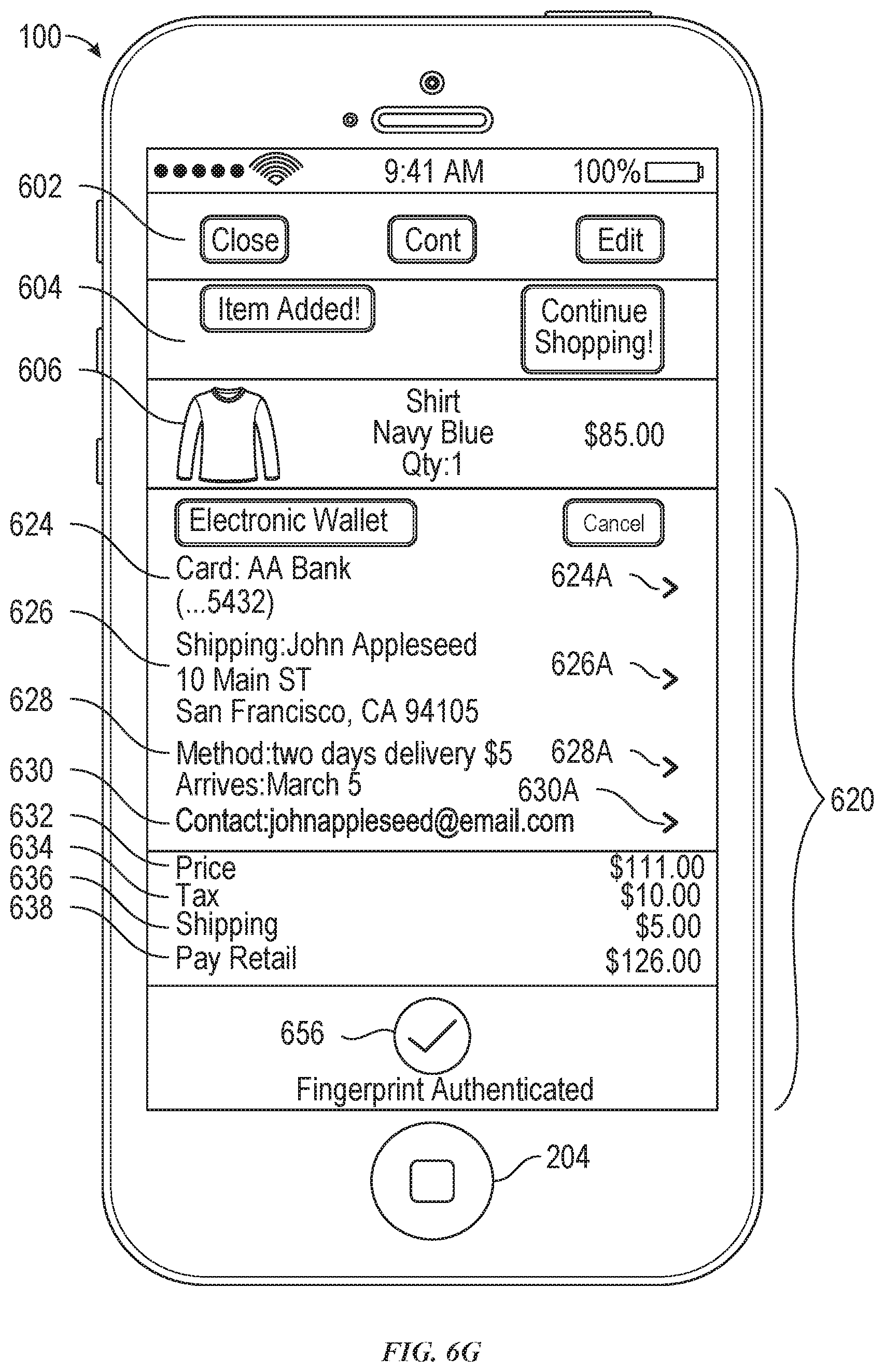Patent US12586054 Figure 16 – User interface for payments