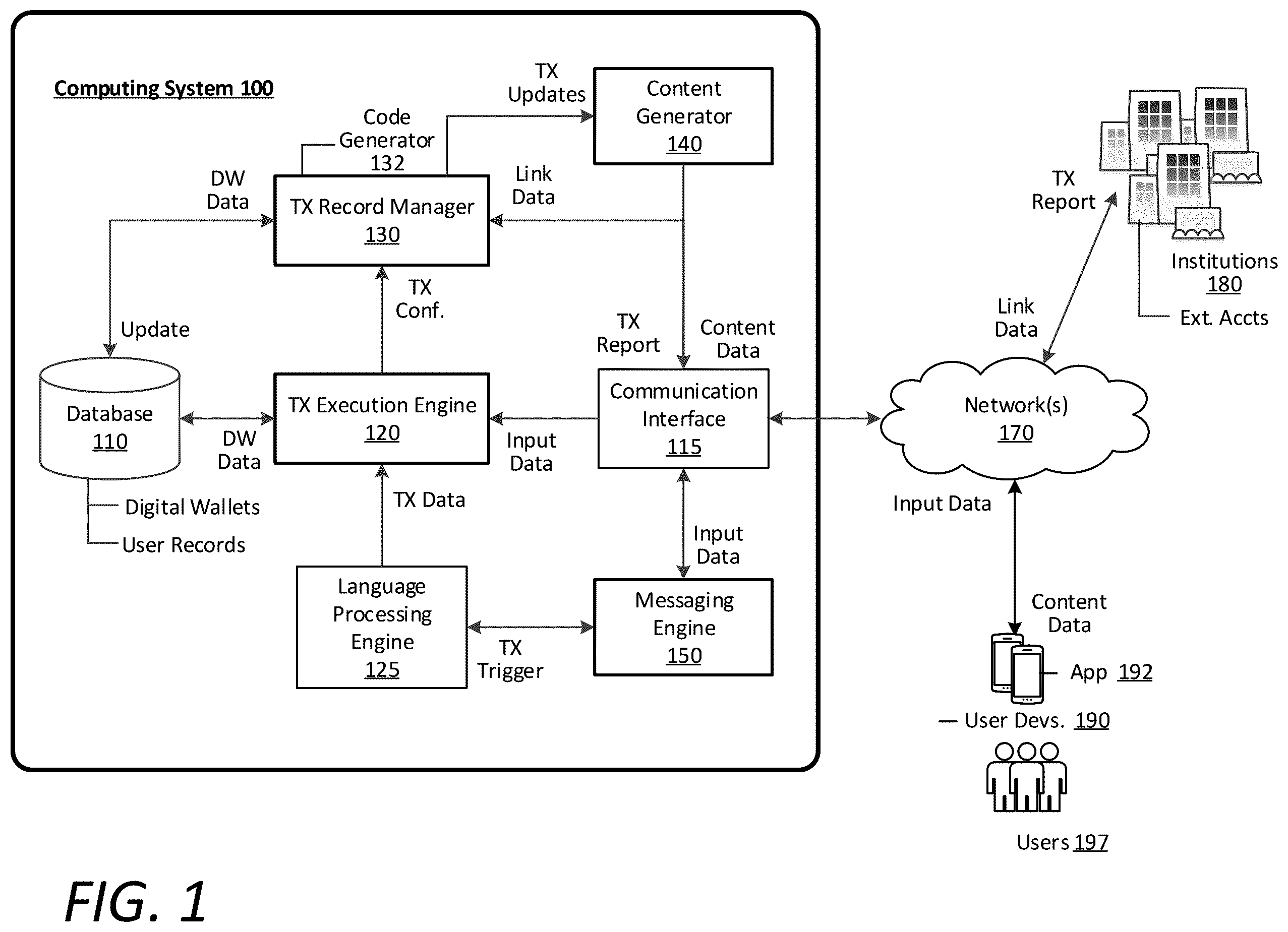 Patent US12586059 Figure 1 – Chat-based transaction automation system
