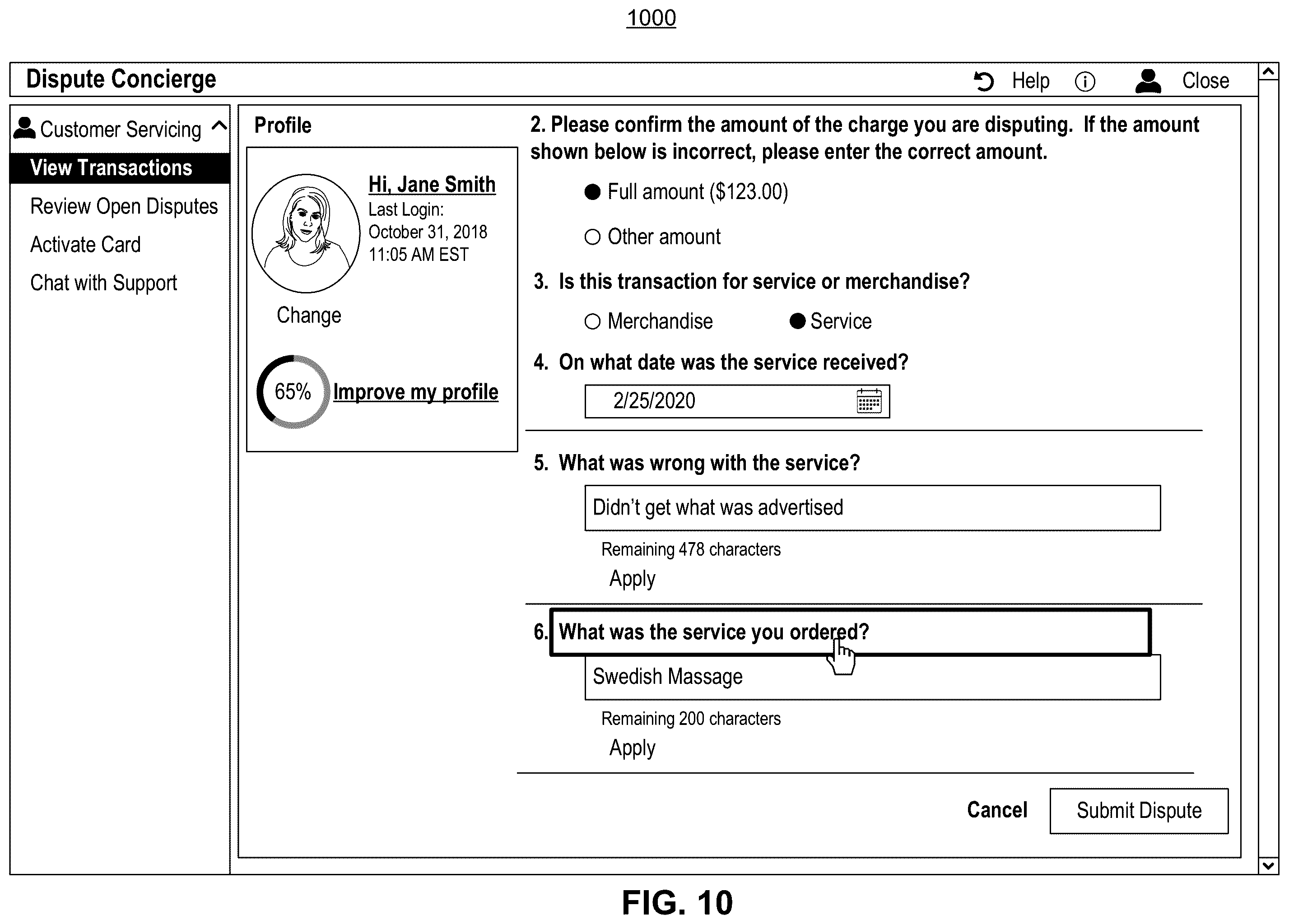 Patent US12586076 Figure 10 – Systems and methods for processing transaction disputes and processing transactions associated with compromised accounts