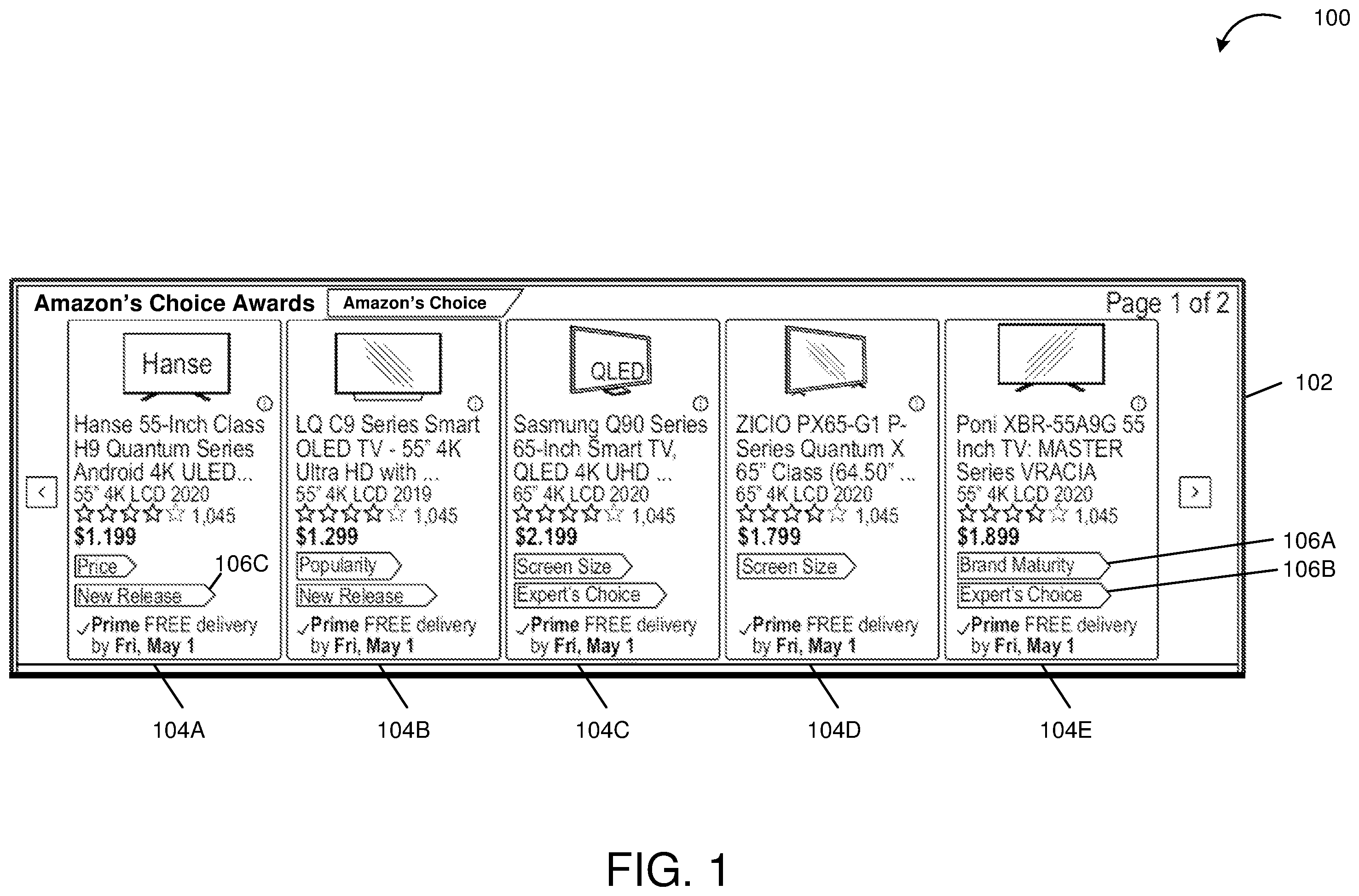 Patent US12586115 Figure 1 – Facet-based context-aware user interfaces