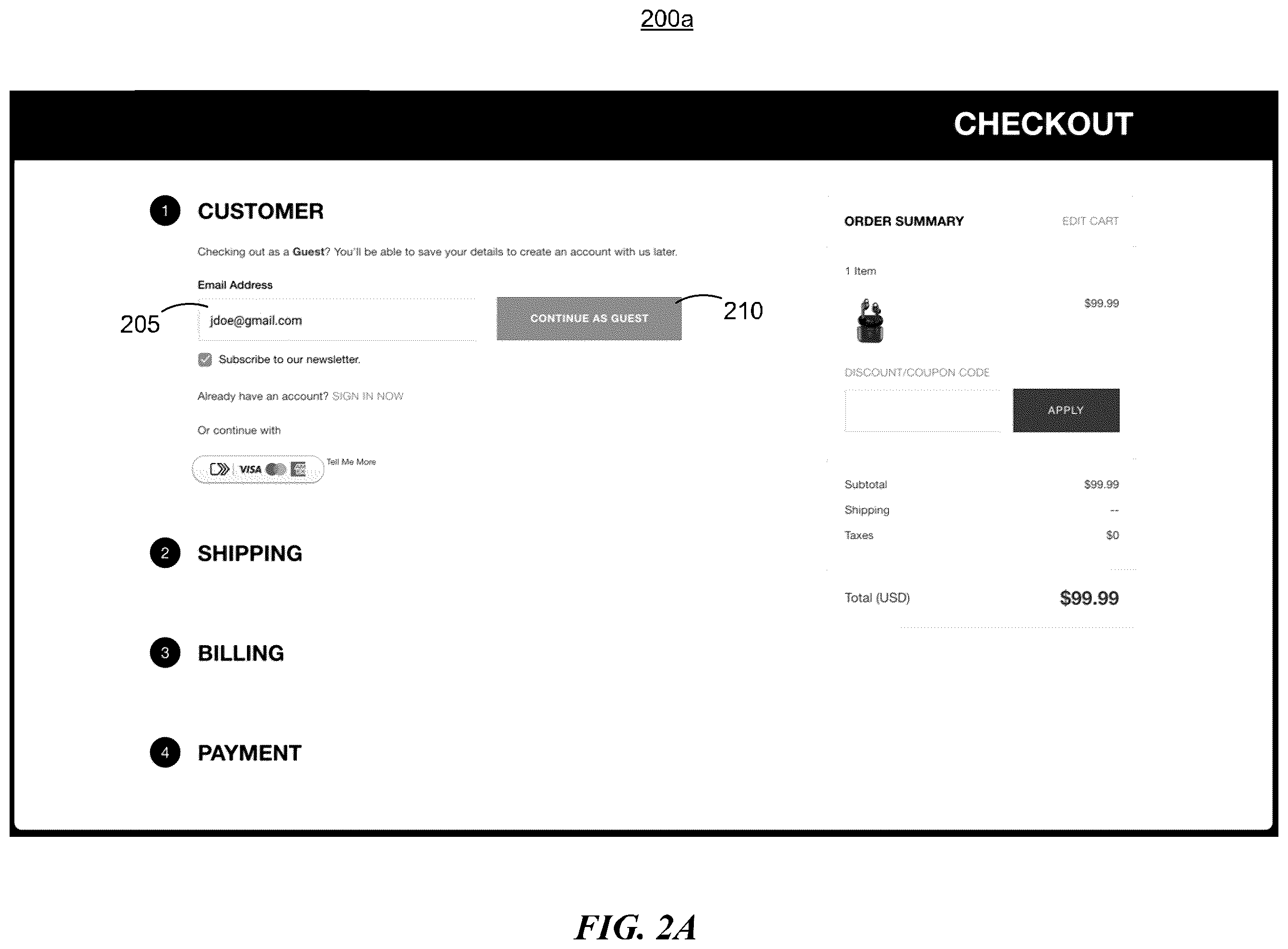 Patent US12586122 Figure 2 – Embedded one-click checkout