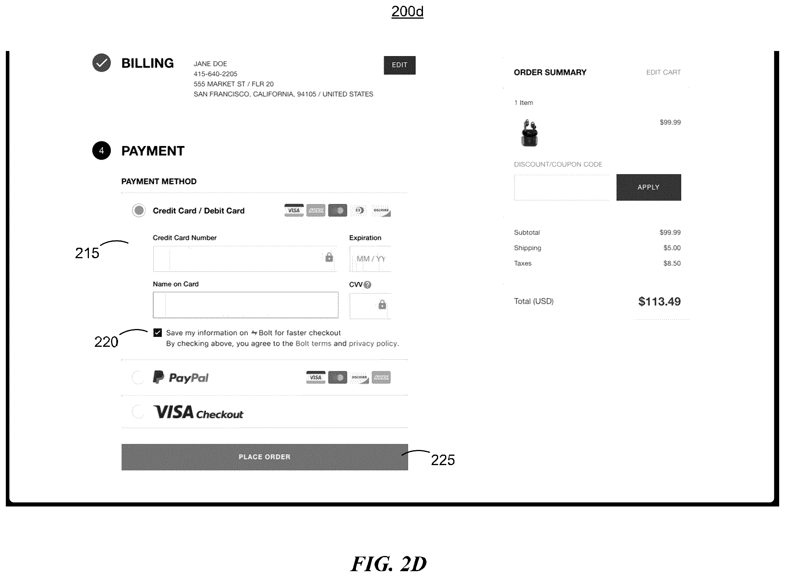 Patent US12586122 Figure 5 – Embedded one-click checkout