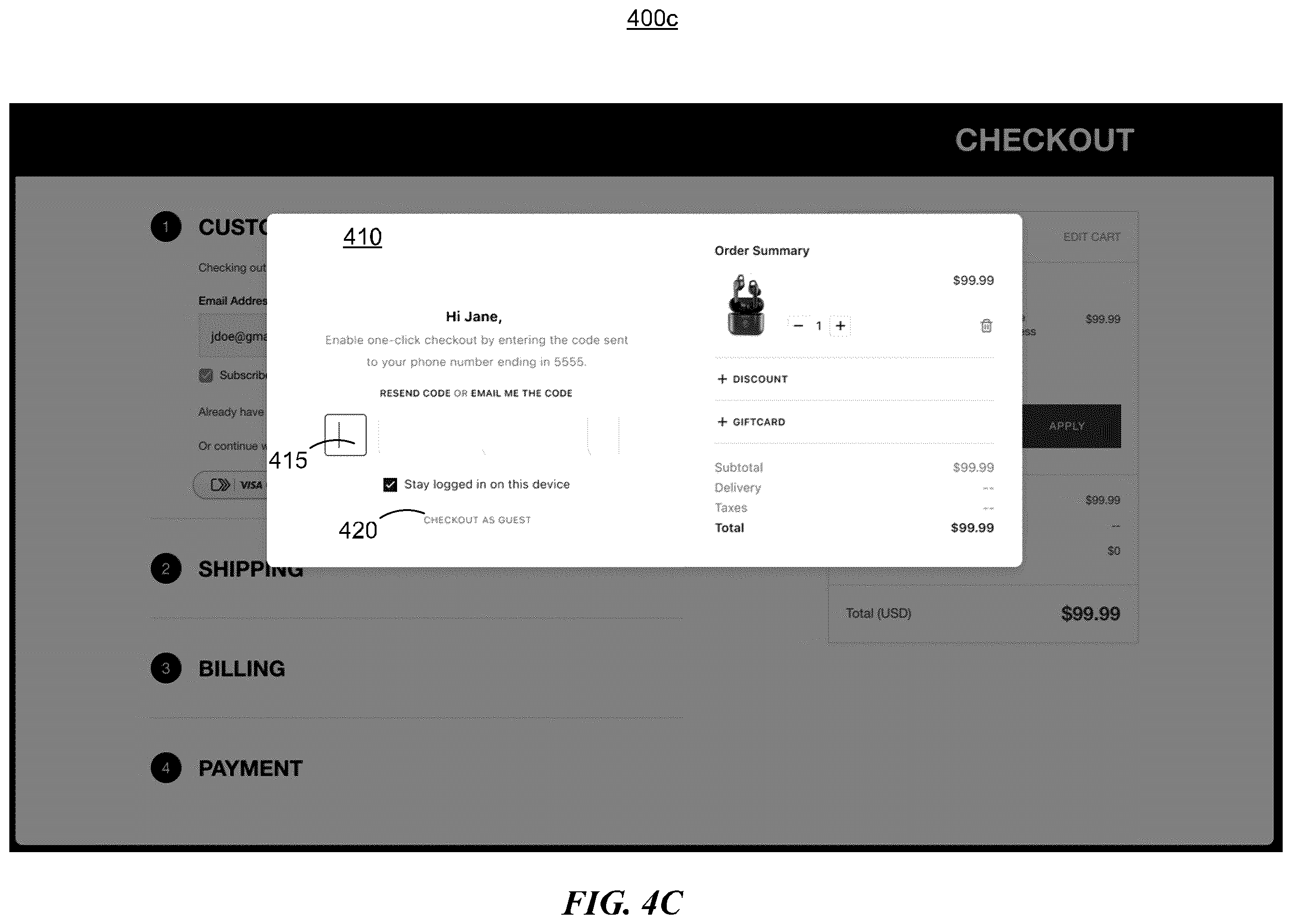 Patent US12586122 Figure 9 – Embedded one-click checkout