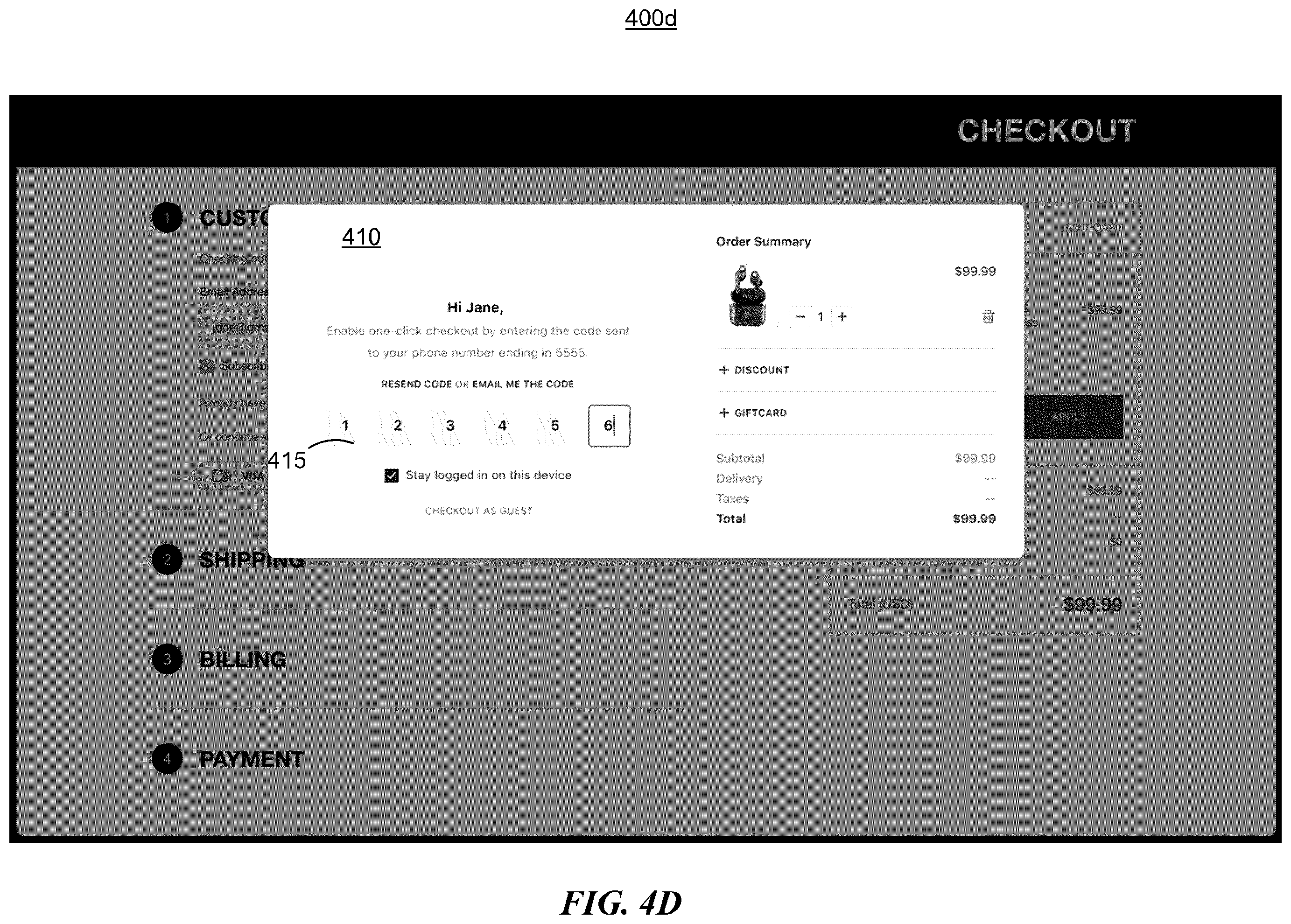 Patent US12586122 Figure 10 – Embedded one-click checkout