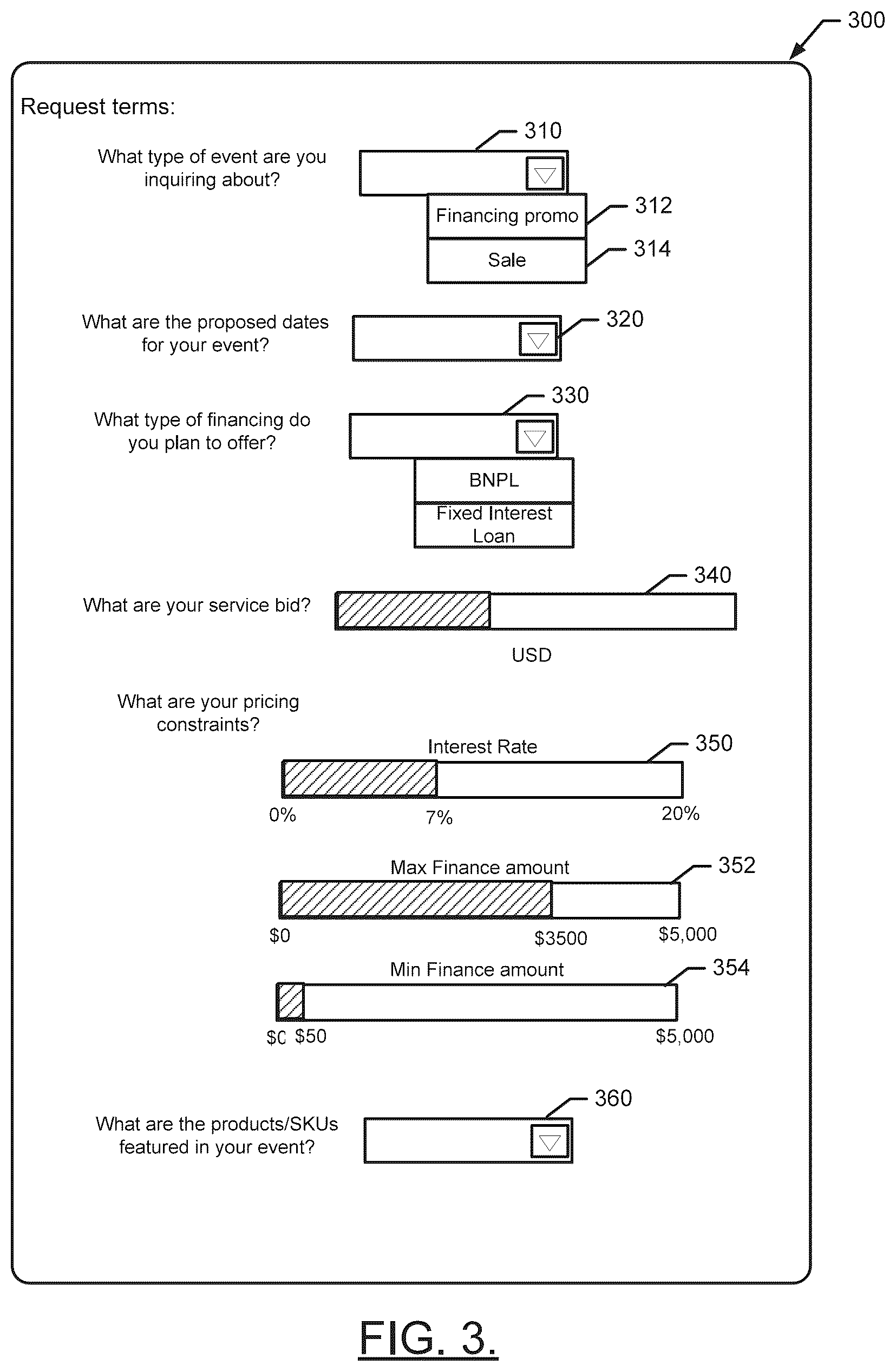 Patent US12586132 Figure 3 – Method and apparatus for facilitating merchant self service with respect to financing and content support for marketing events