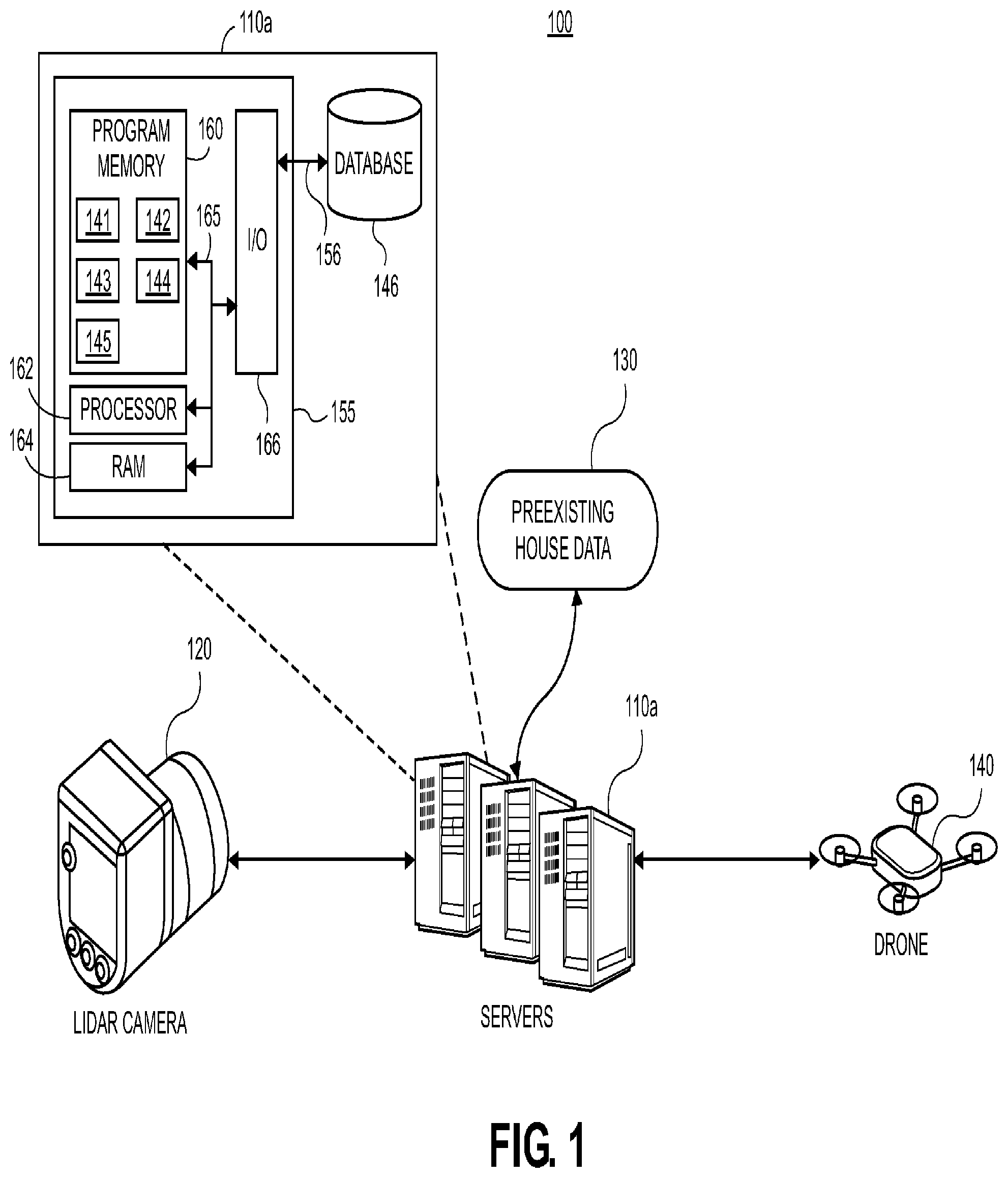 Patent US12586135 Figure 1 – Systems and methods for light detection and ranging (LIDAR) based generation of a homeowners insurance quote