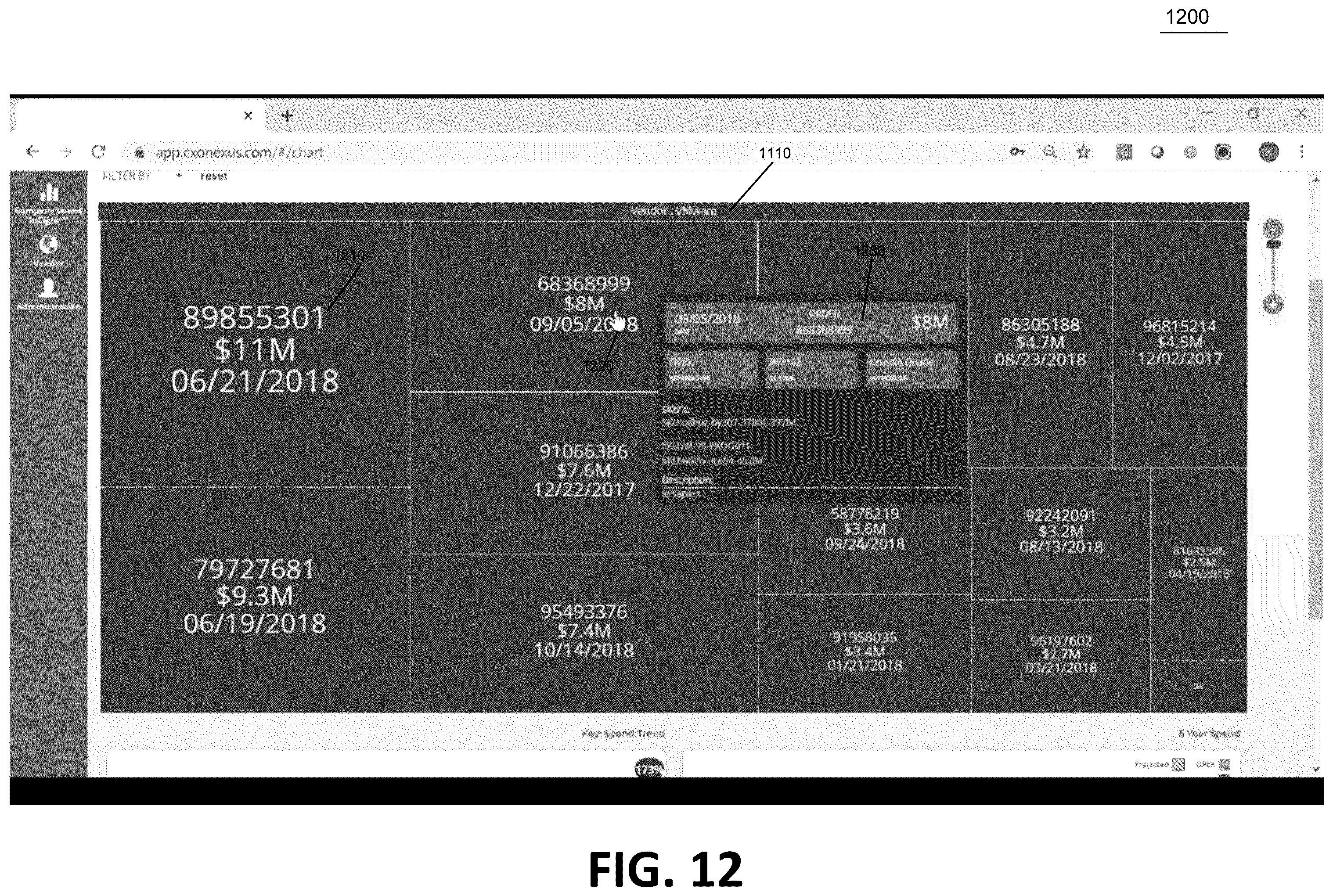Patent US12586136 Figure 12 – Accelerated intelligent enterprise including timely vendor spend analytics