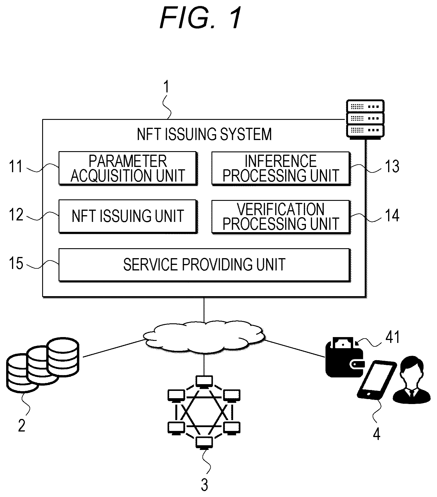 Patent US12586141 Figure 1 – NFT issuing system