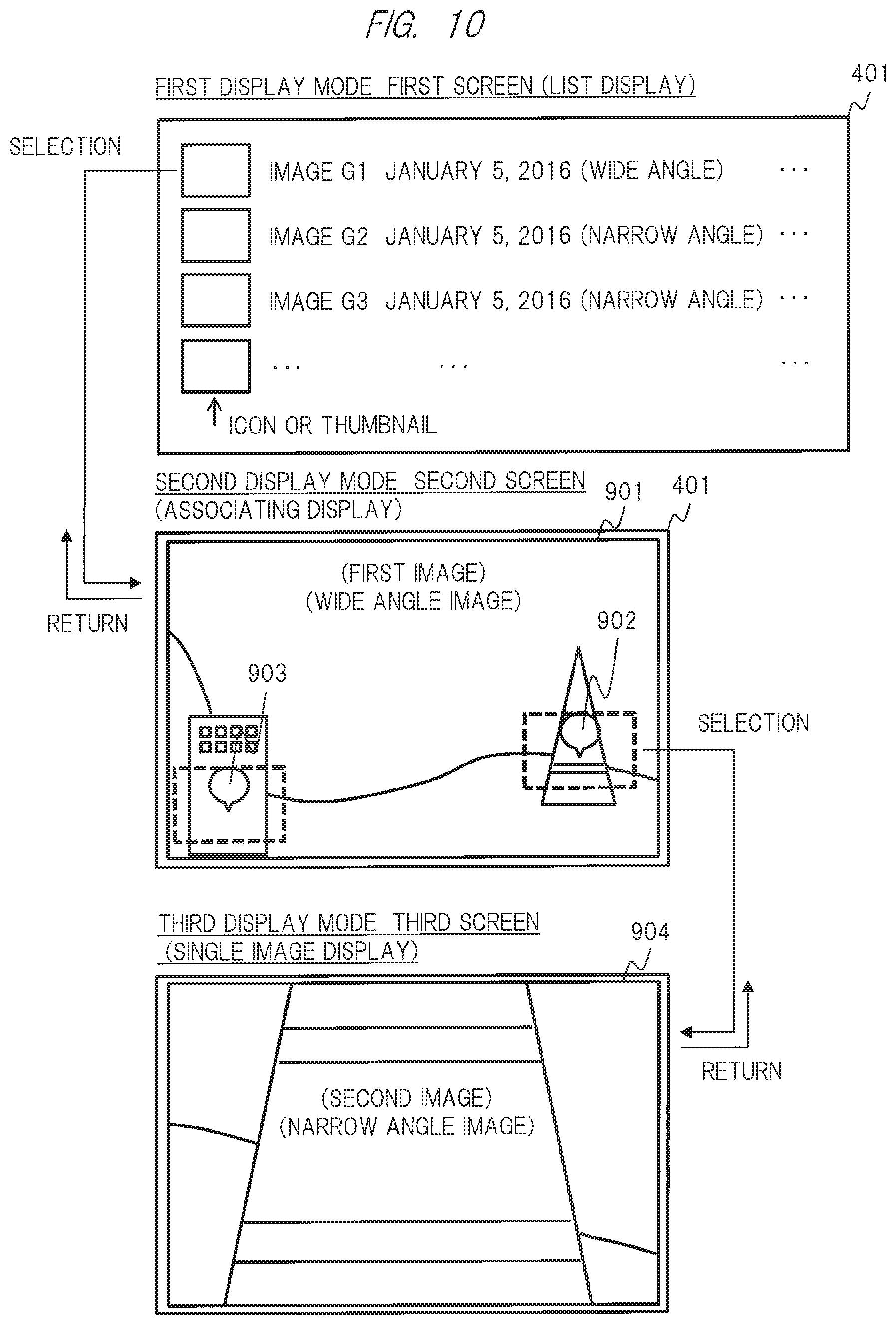 Patent US12586142 Figure 10 – Image capturing method and display method for recognizing a relationship among a plurality of images displayed on a display screen