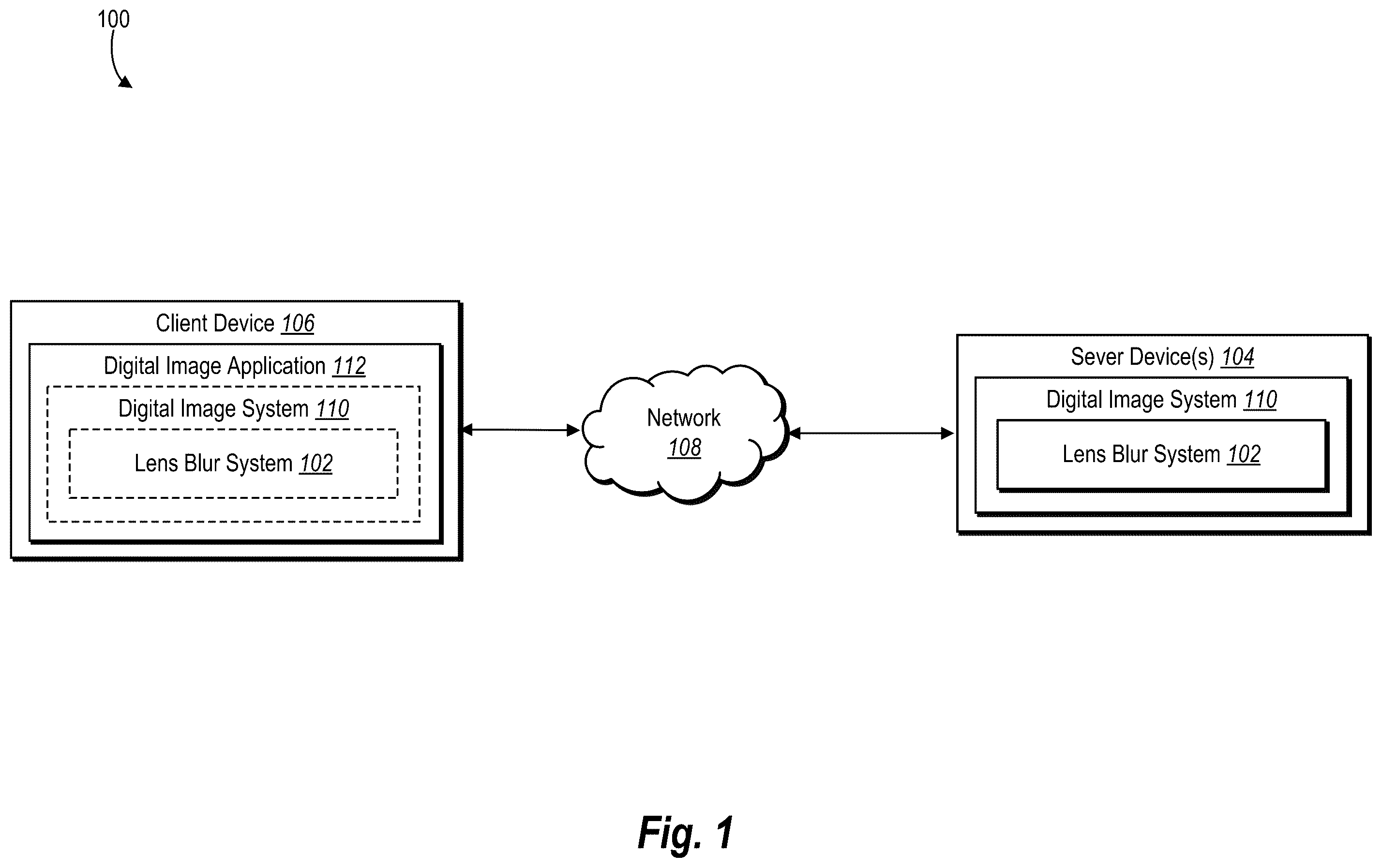 Patent US12586163 Figure 1 – Interactively refining a digital image depth map for non destructive synthetic lens blur