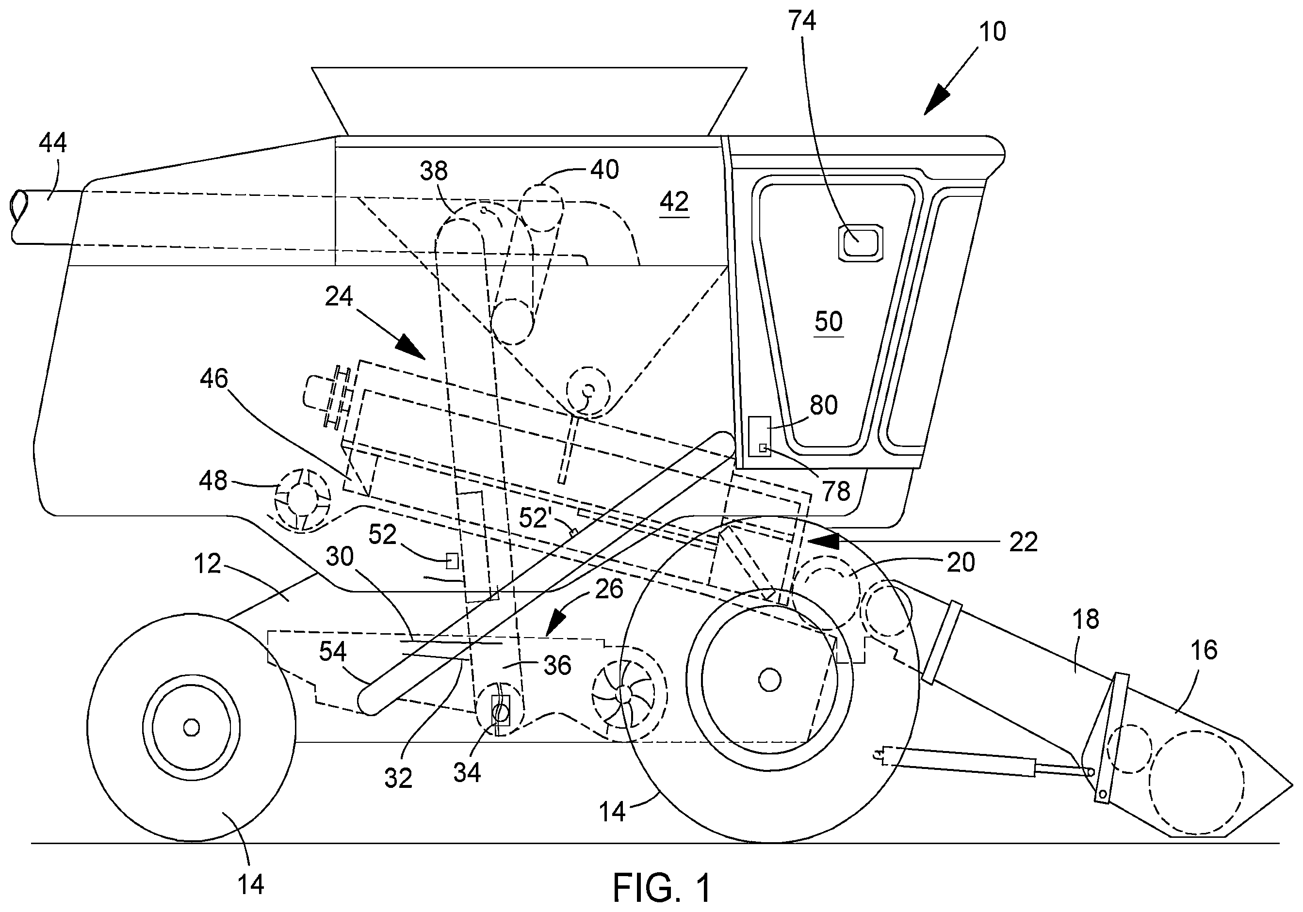 Patent US12586194 Figure 1 – Arrangement and method for the optical assessment of crop in a harvesting machine
