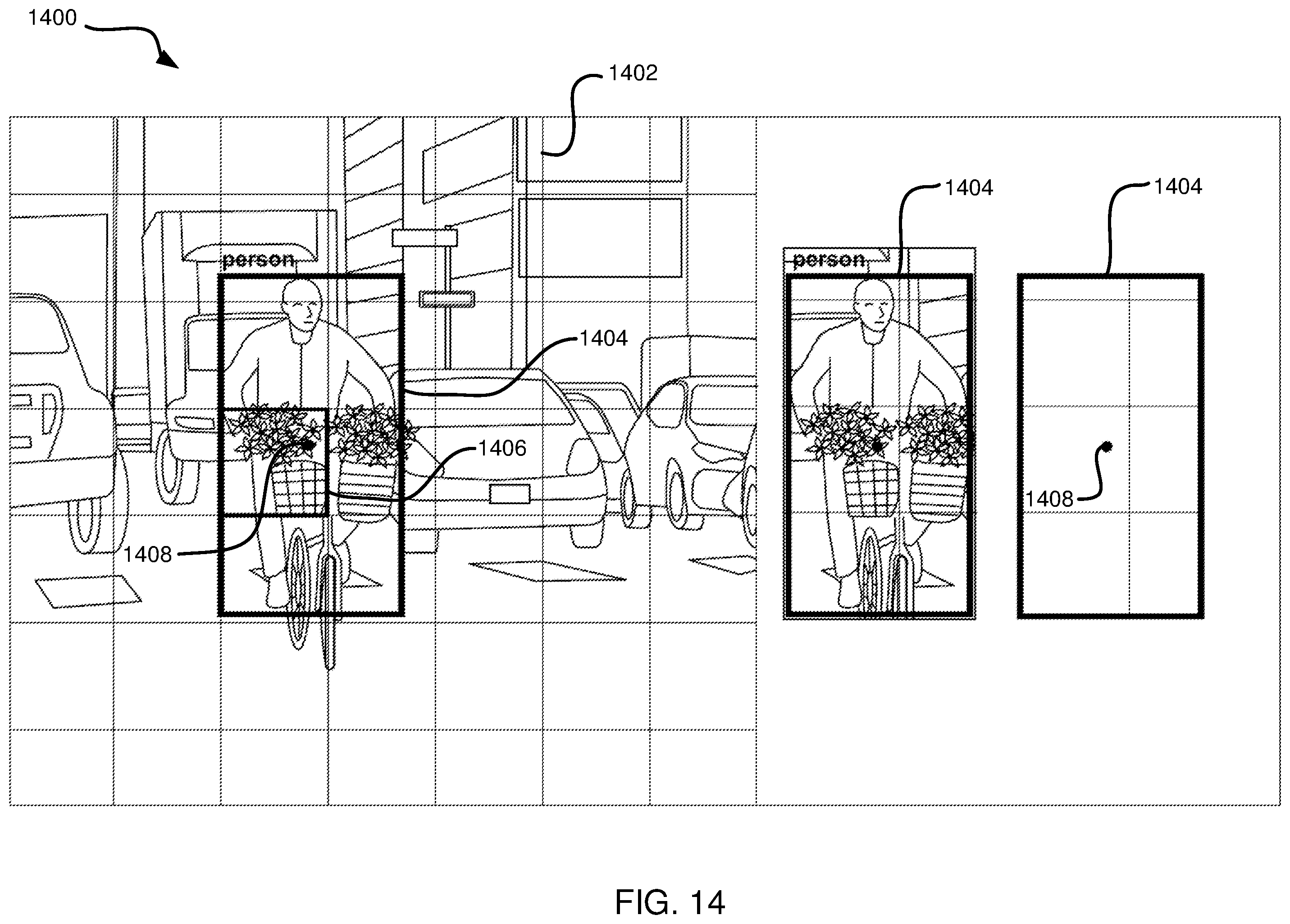 Patent US12586198 Figure 14 – Image analysis for identifying objects and classifying background exclusions