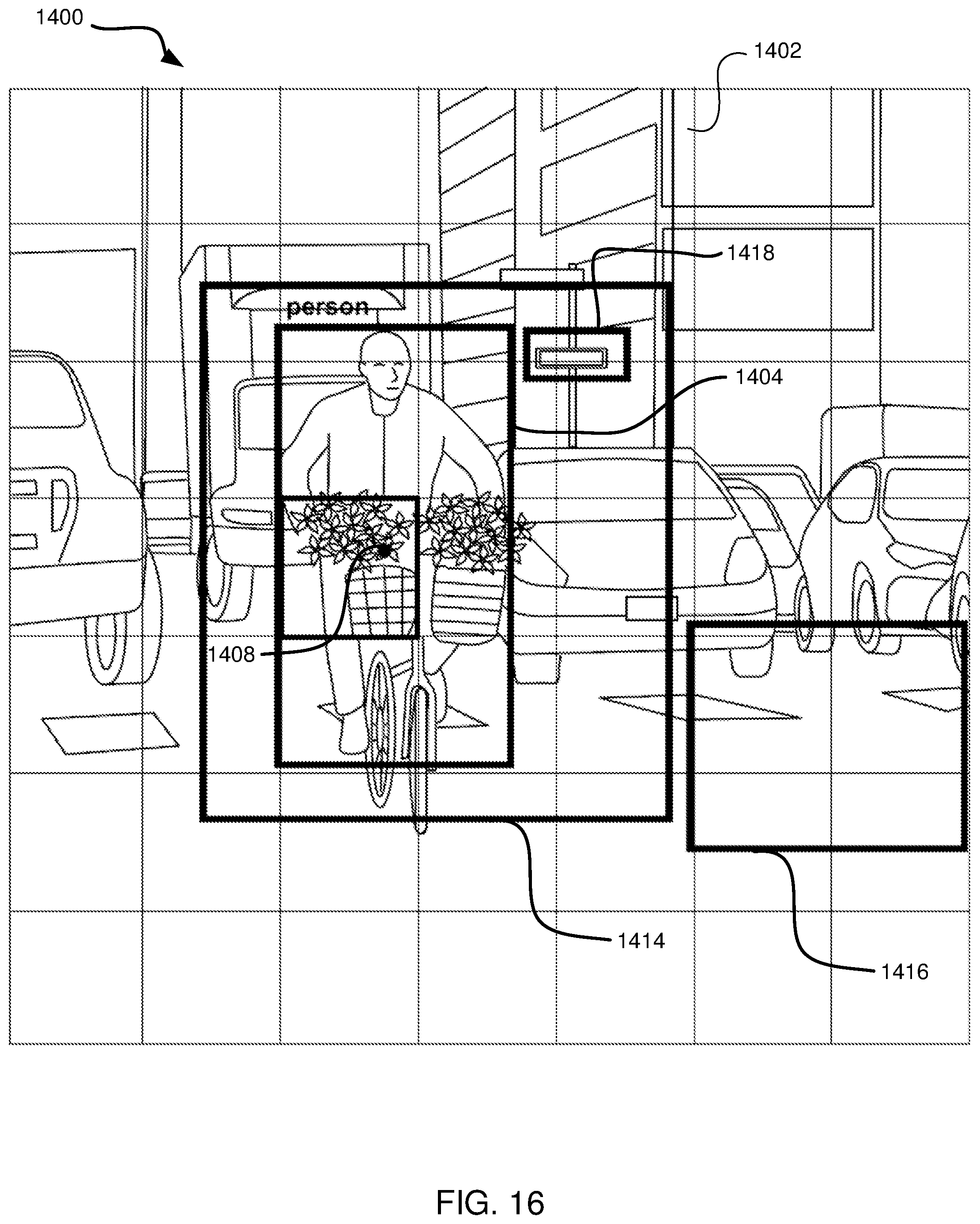 Patent US12586198 Figure 16 – Image analysis for identifying objects and classifying background exclusions