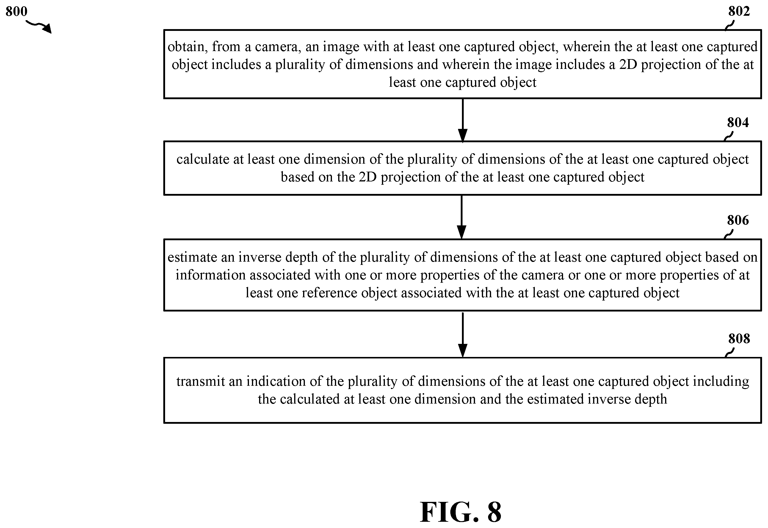 Patent US12586238 Figure 8 – Estimating and transmitting objects captured by a camera