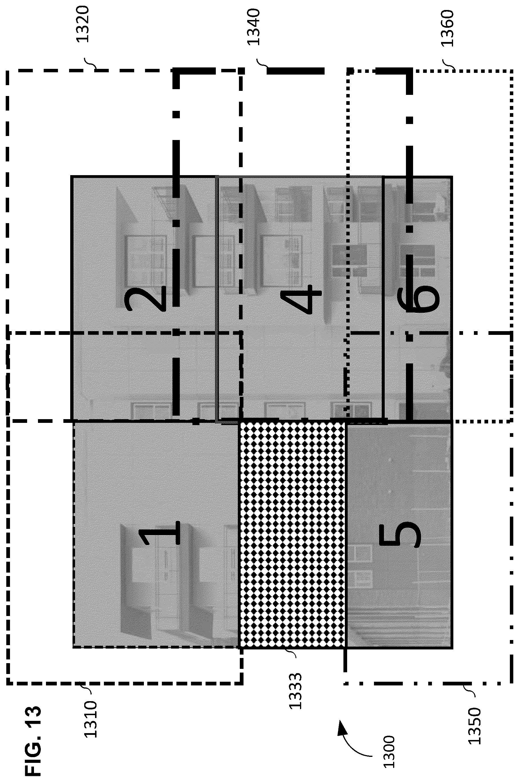 Patent US12586244 Figure 12 – Composite image capture with two degrees of freedom camera capturing overlapping image frames