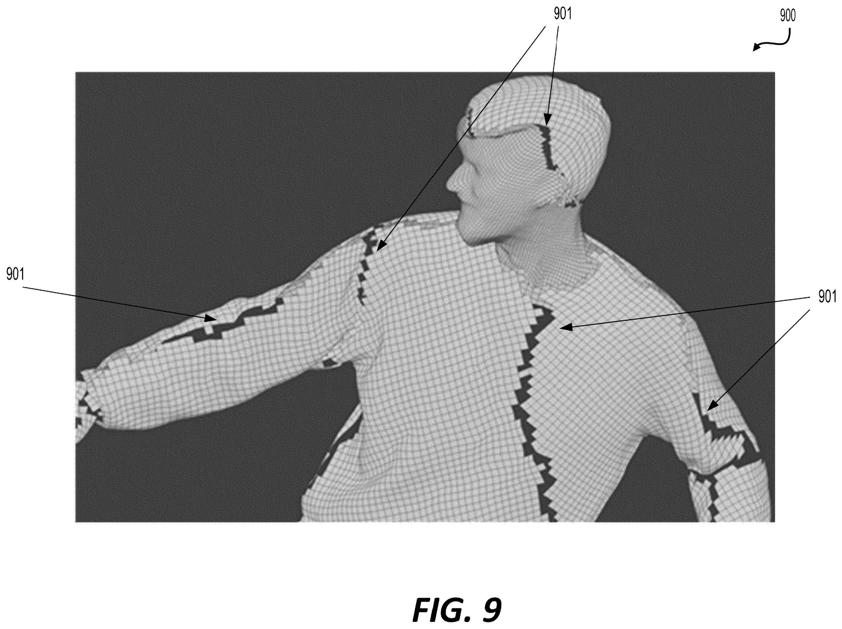 Patent US12586251 Figure 9 – Patch zippering for mesh compression