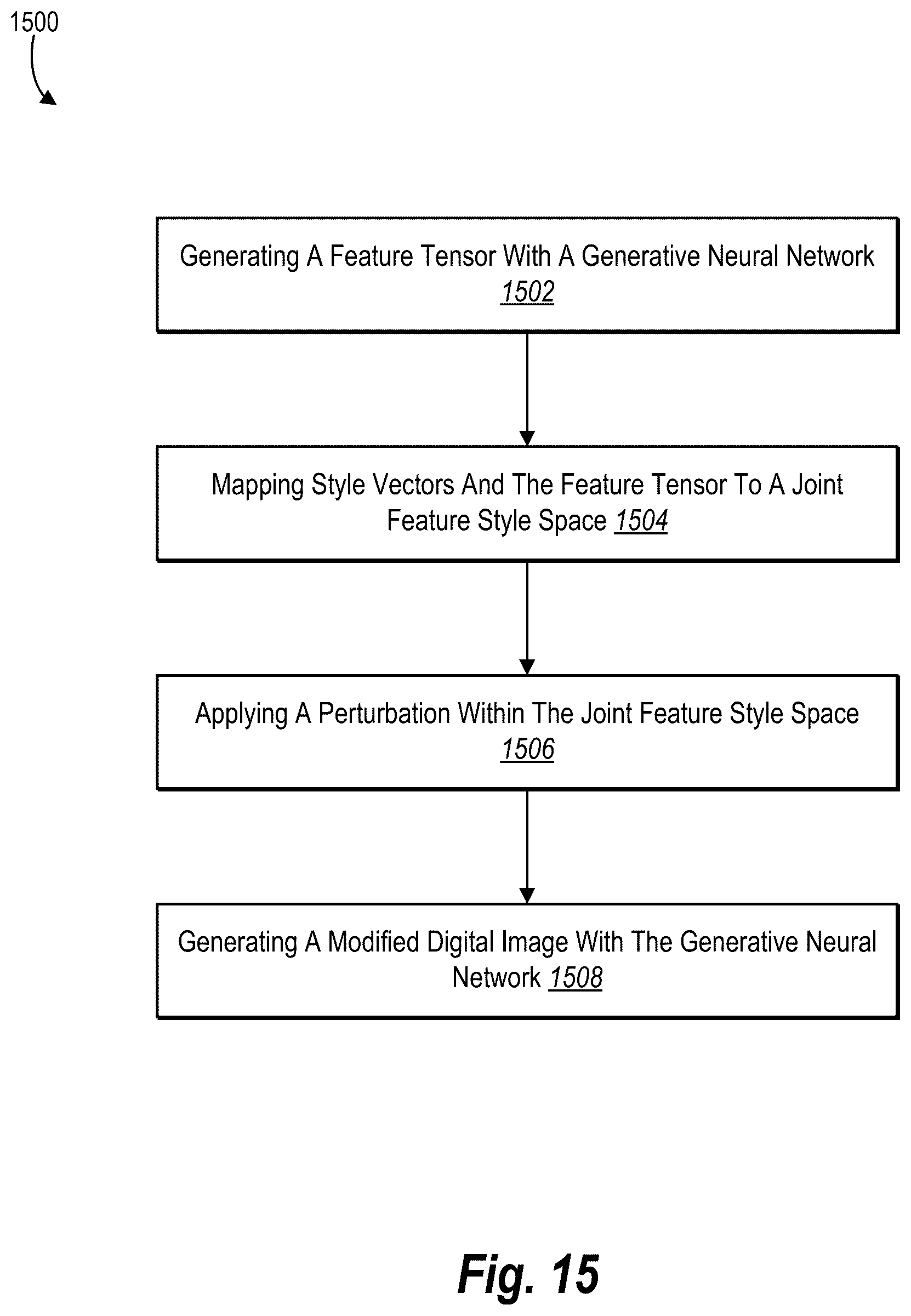 Patent US12586270 Figure 15 – Generating and modifying digital images using a joint feature style latent space of a generative neural network