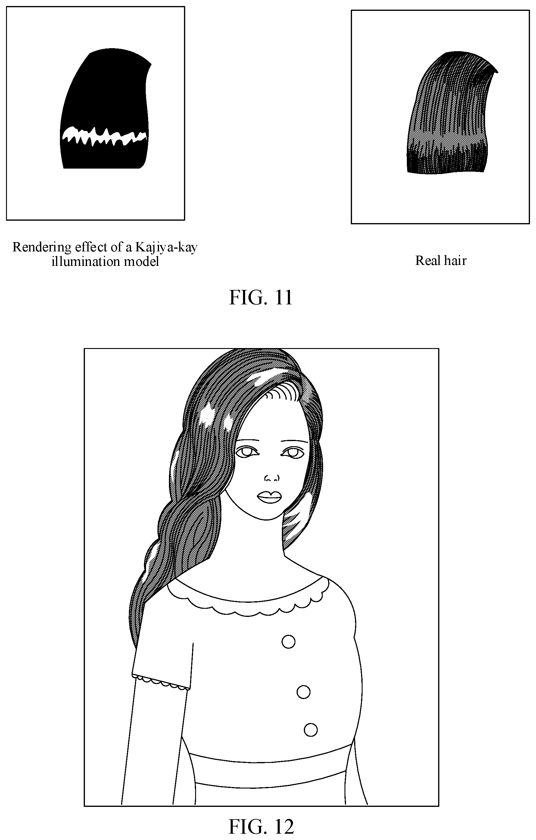 Patent US12586302 Figure 8 – Rendering hair