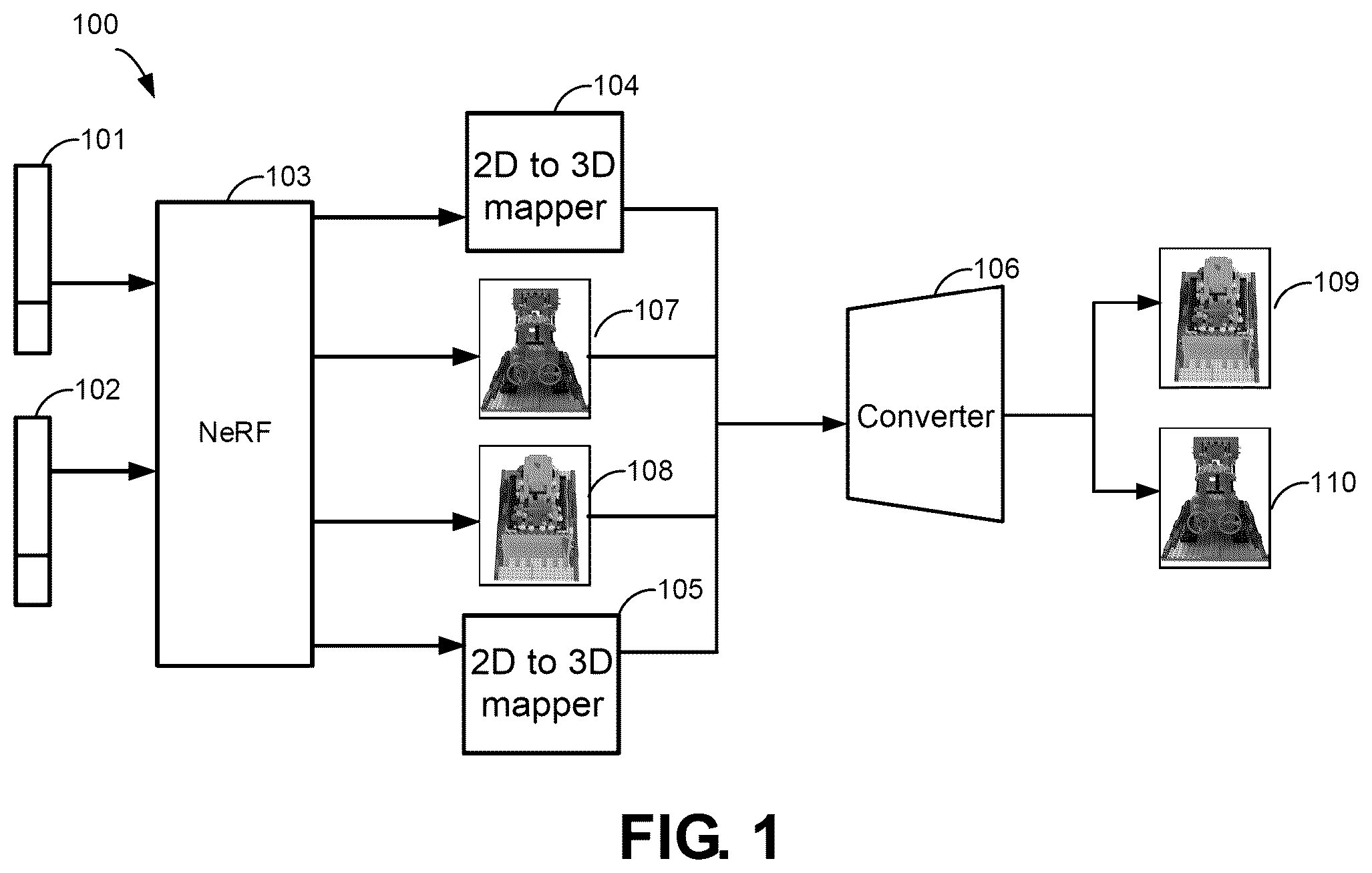 Patent US12586306 Figure 1 – Method, electronic device, and computer program product for modeling an object utilizing a spatial distribution and differences between features of respective image pairs