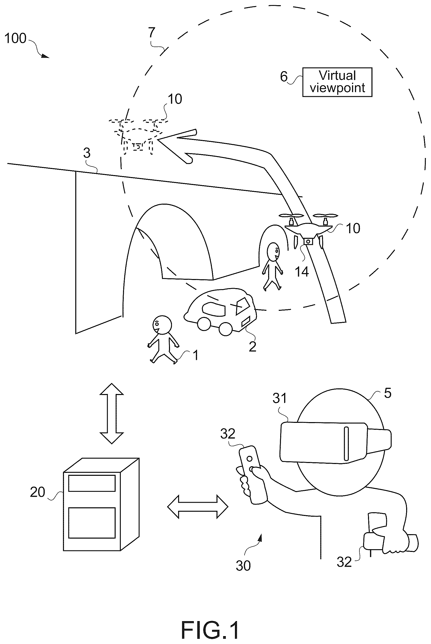 Patent US12586319 — Information processing method, program, and system for controlling a mobile object by setting a virtual viewpoint and operable range — Figure 1