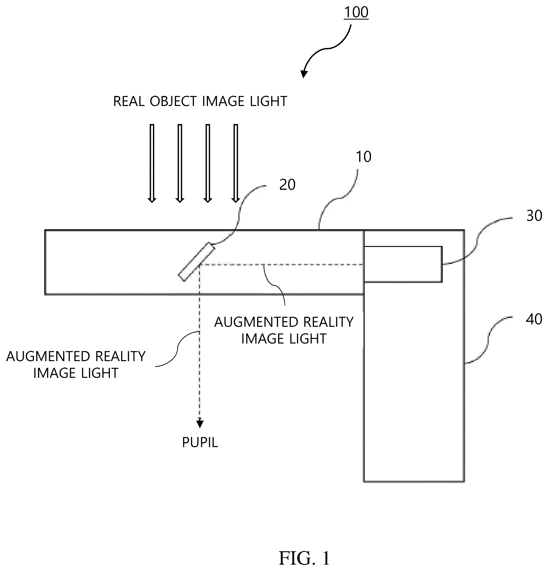 Patent US12586320 Figure 1 – Lightweight optical device for augmented reality using state change optical element