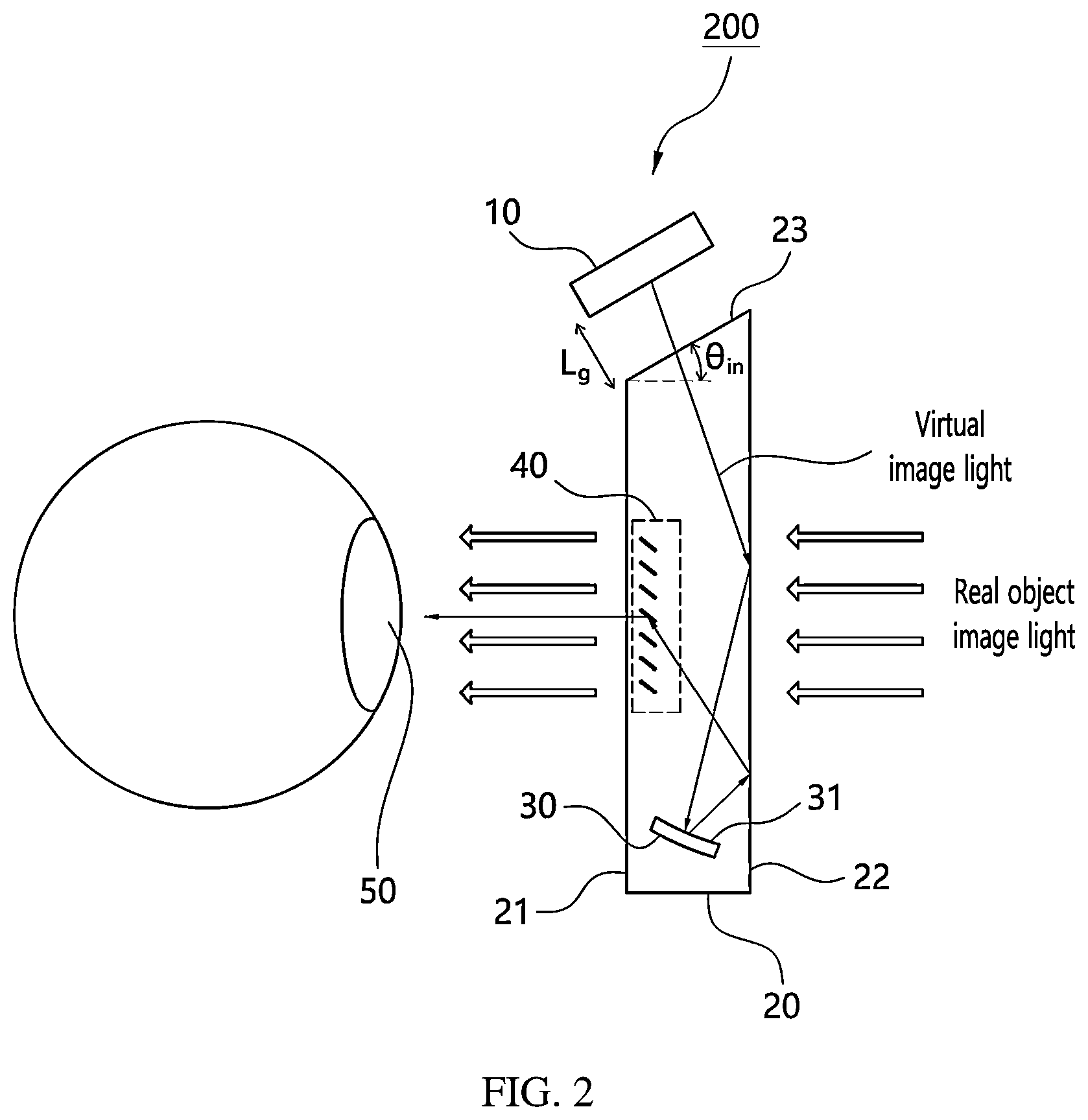 Patent US12586322 Figure 2 – Optical device for augmented reality having ghost image prevention function