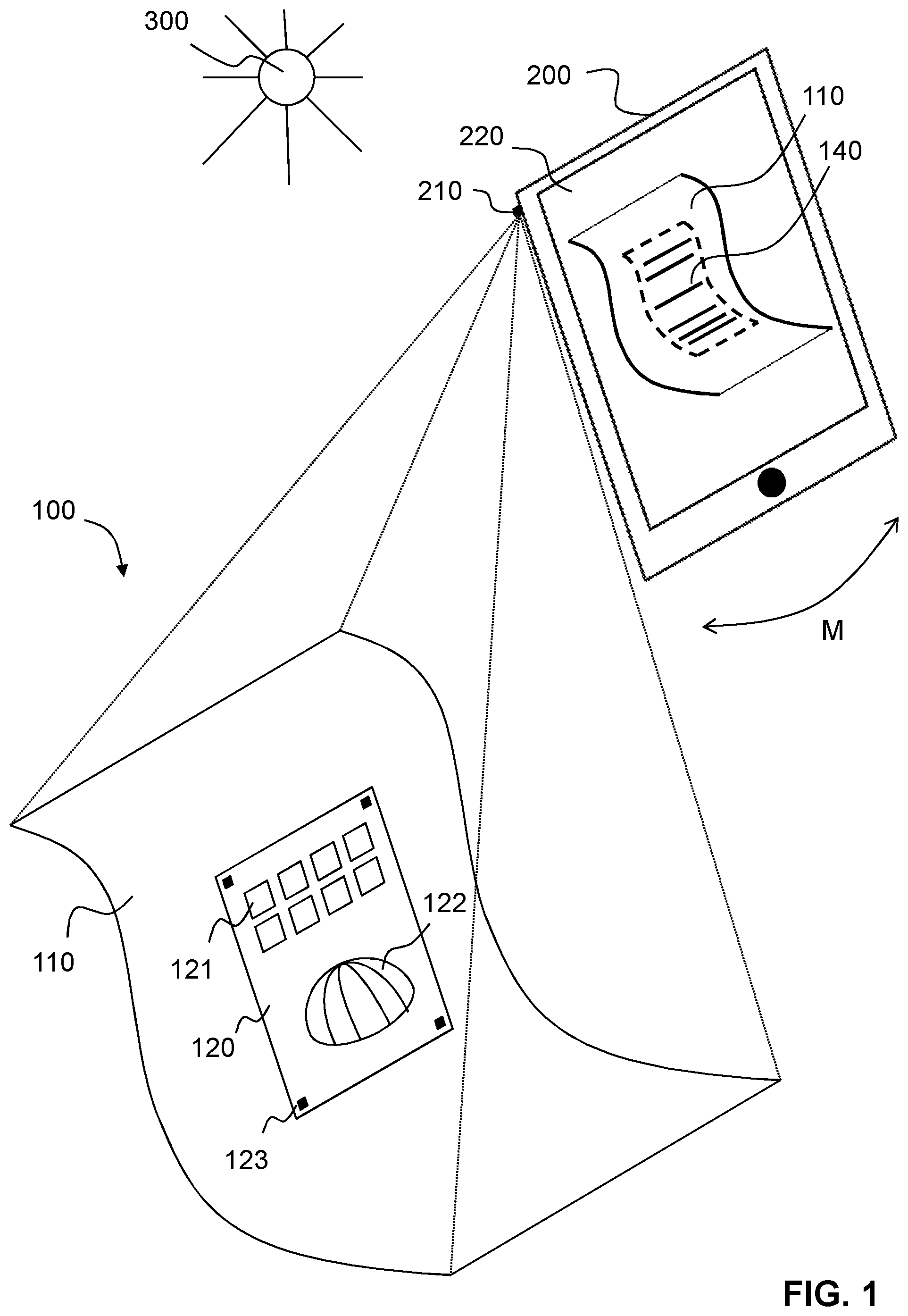 Patent US12586330 — Displaying a virtual object in a real-life scene — Figure 1