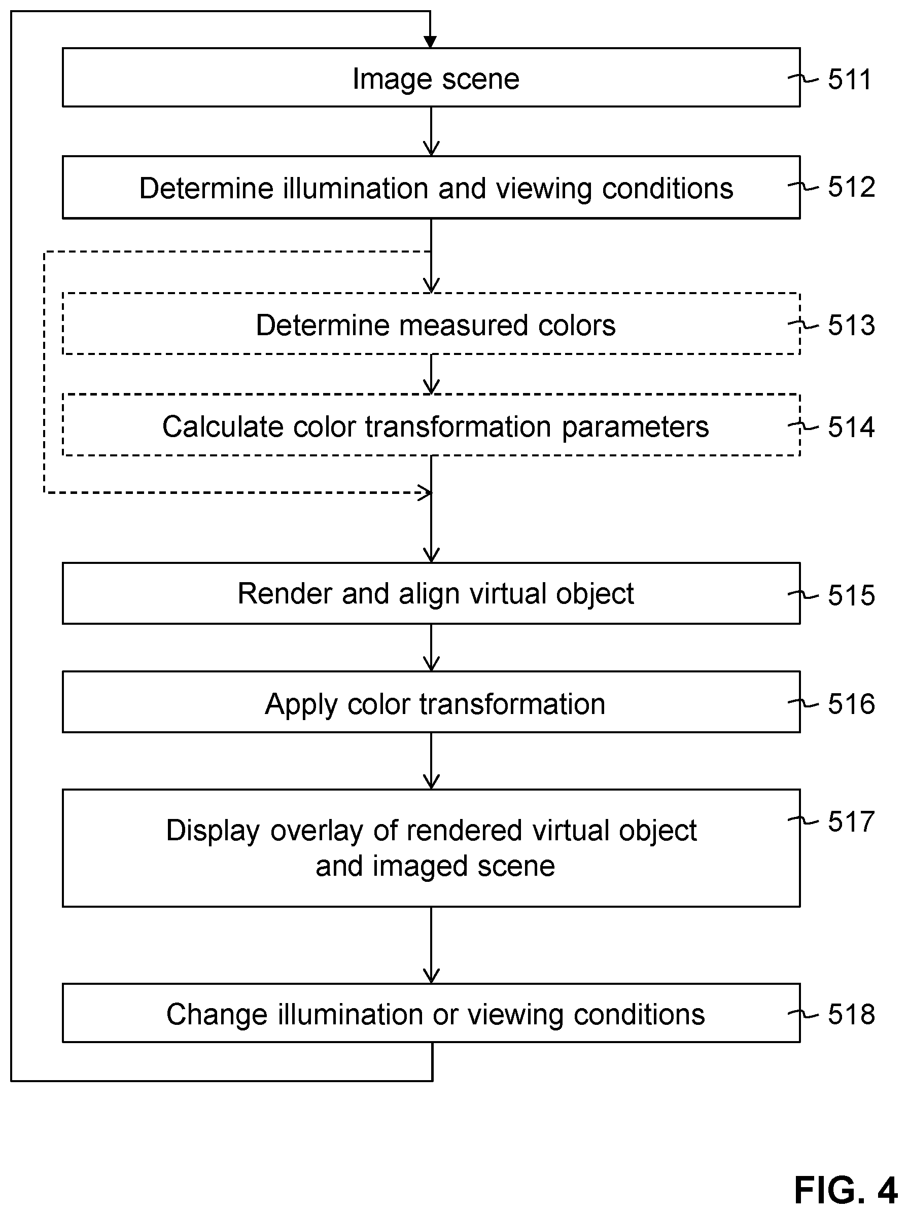 Patent US12586330 Figure 4 – Displaying a virtual object in a real-life scene