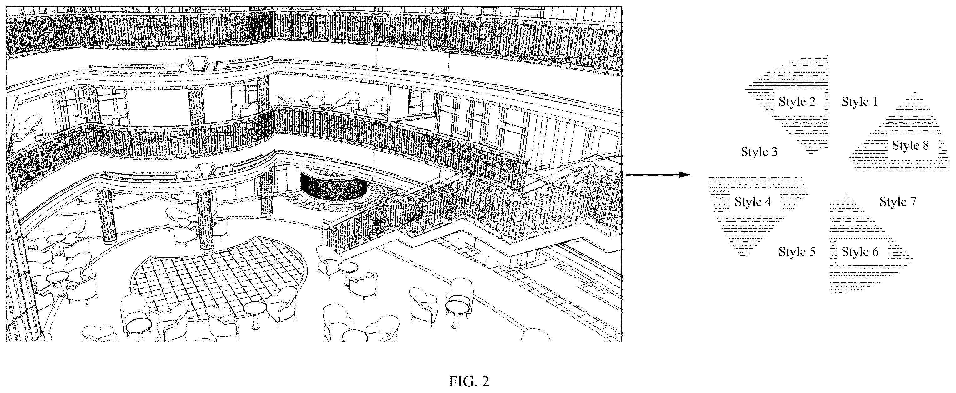 Patent US12586331 Figure 2 – System and method for changing overall style of public area based on virtual