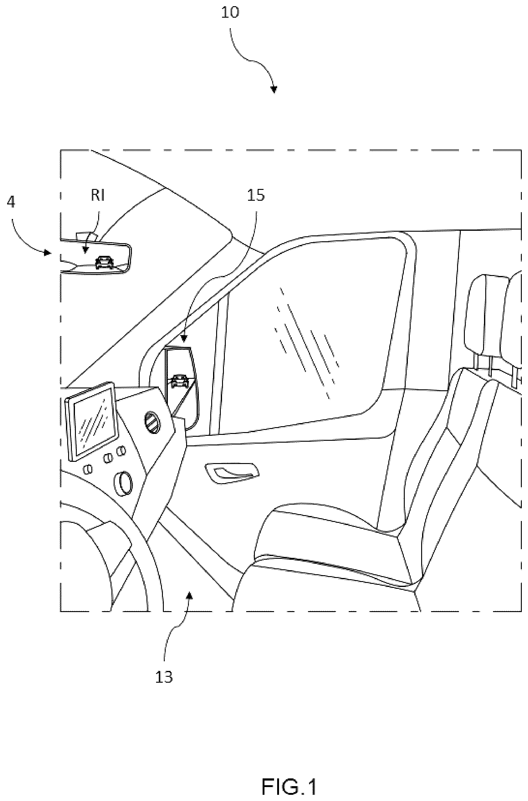 Patent US12586383 Figure 1 – Camera monitor system, vehicle and method
