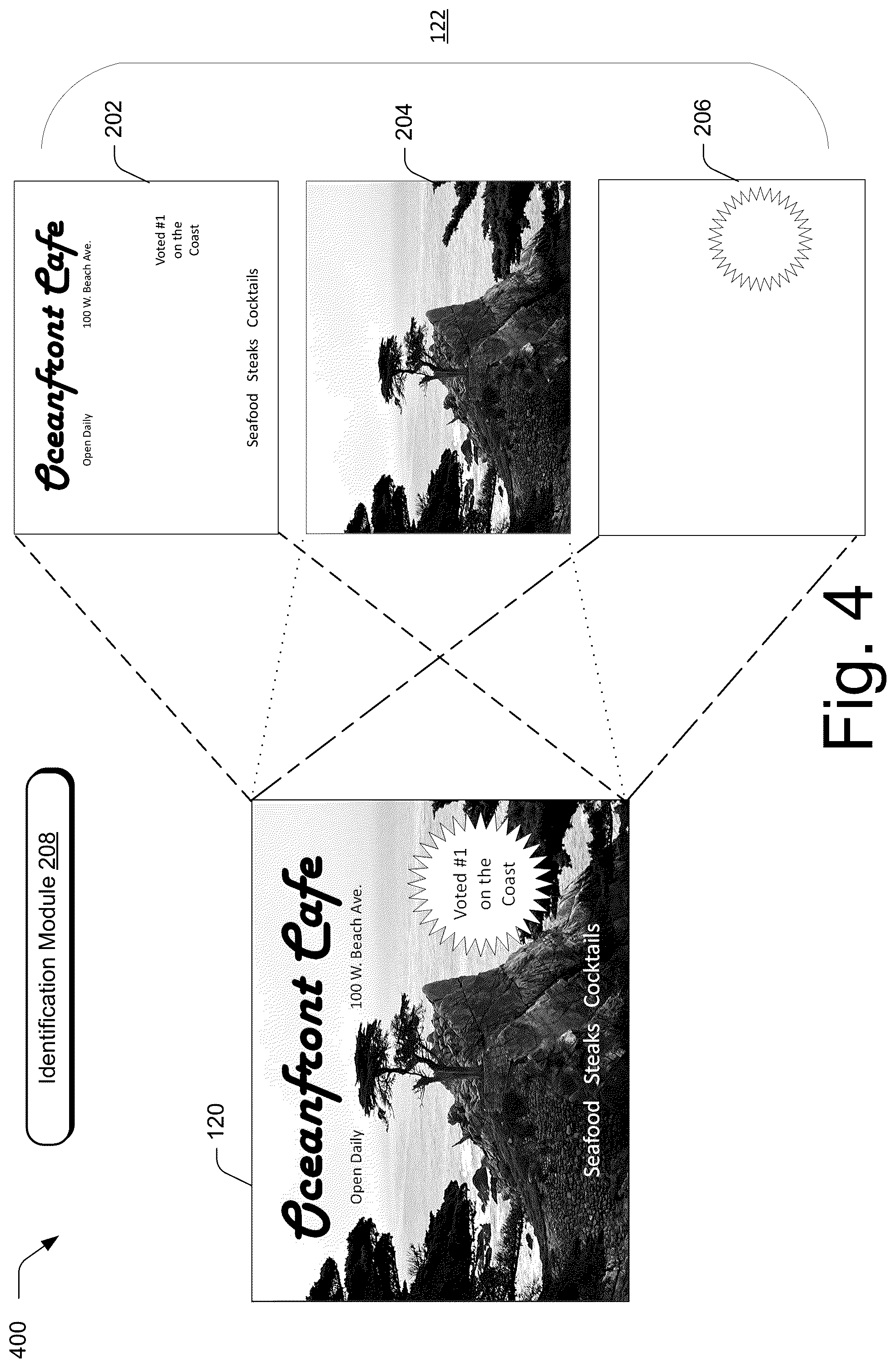 Patent US12586389 Figure 4 – Text identification in layered digital content