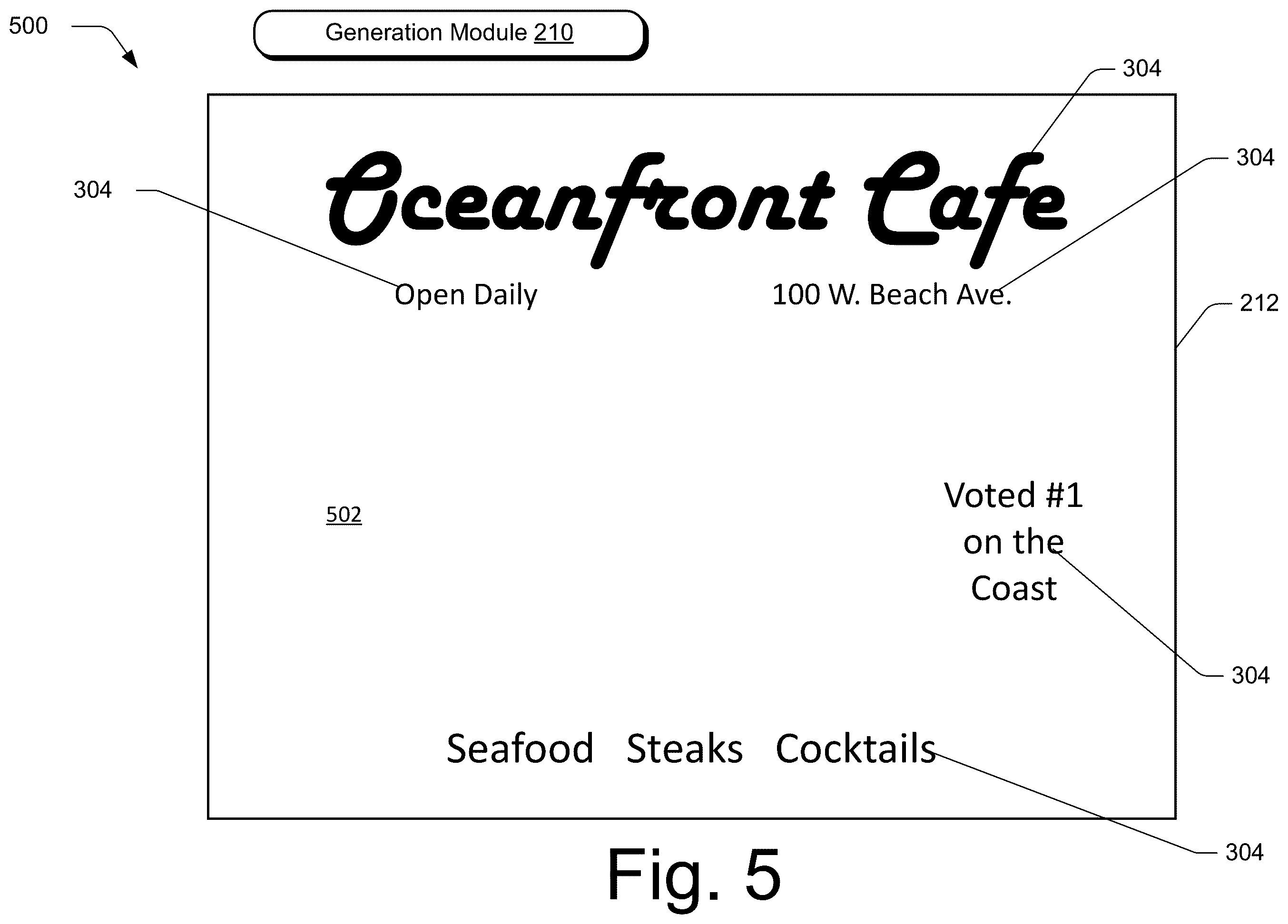 Patent US12586389 Figure 5 – Text identification in layered digital content