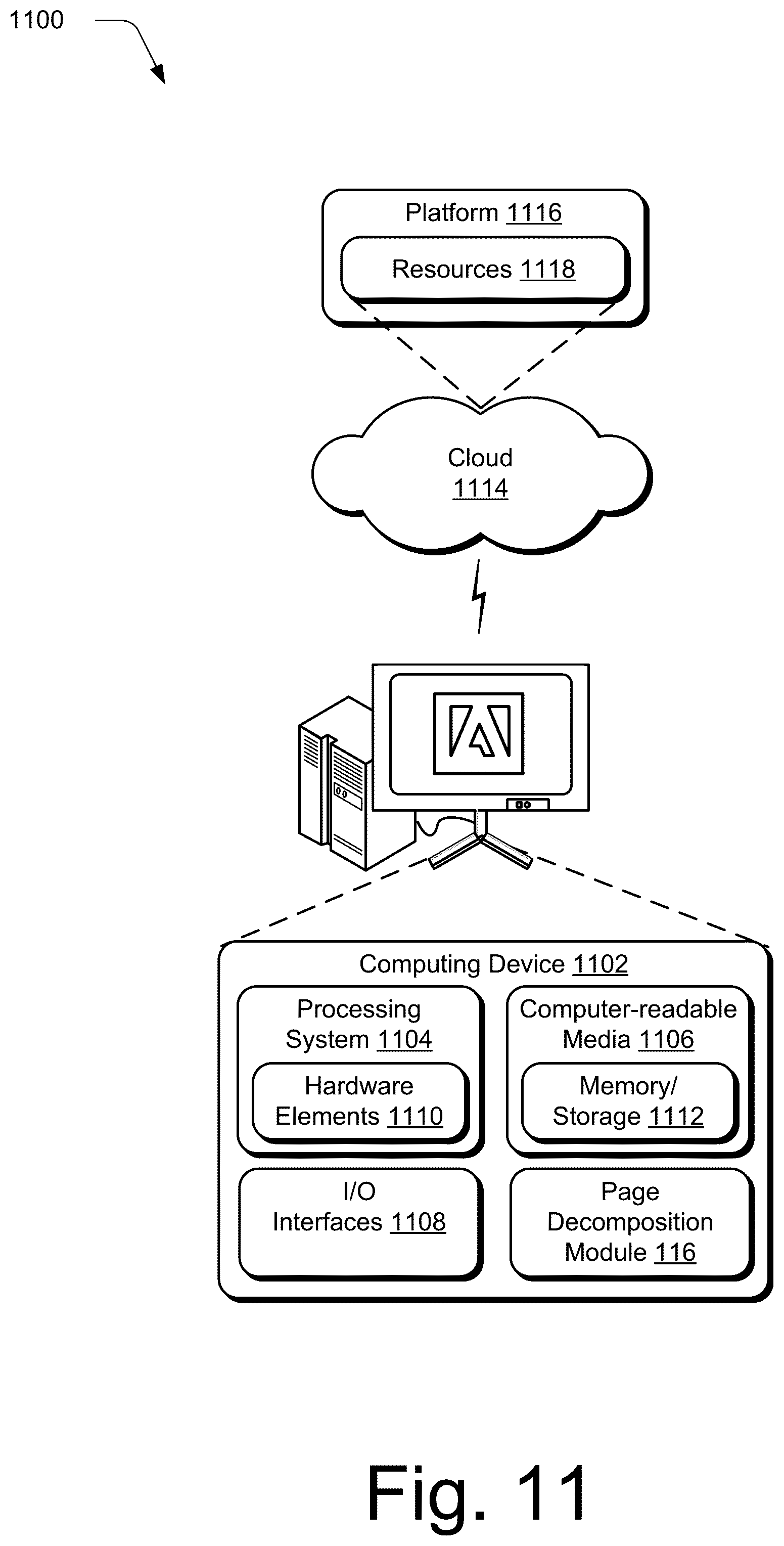 Patent US12586389 Figure 11 – Text identification in layered digital content