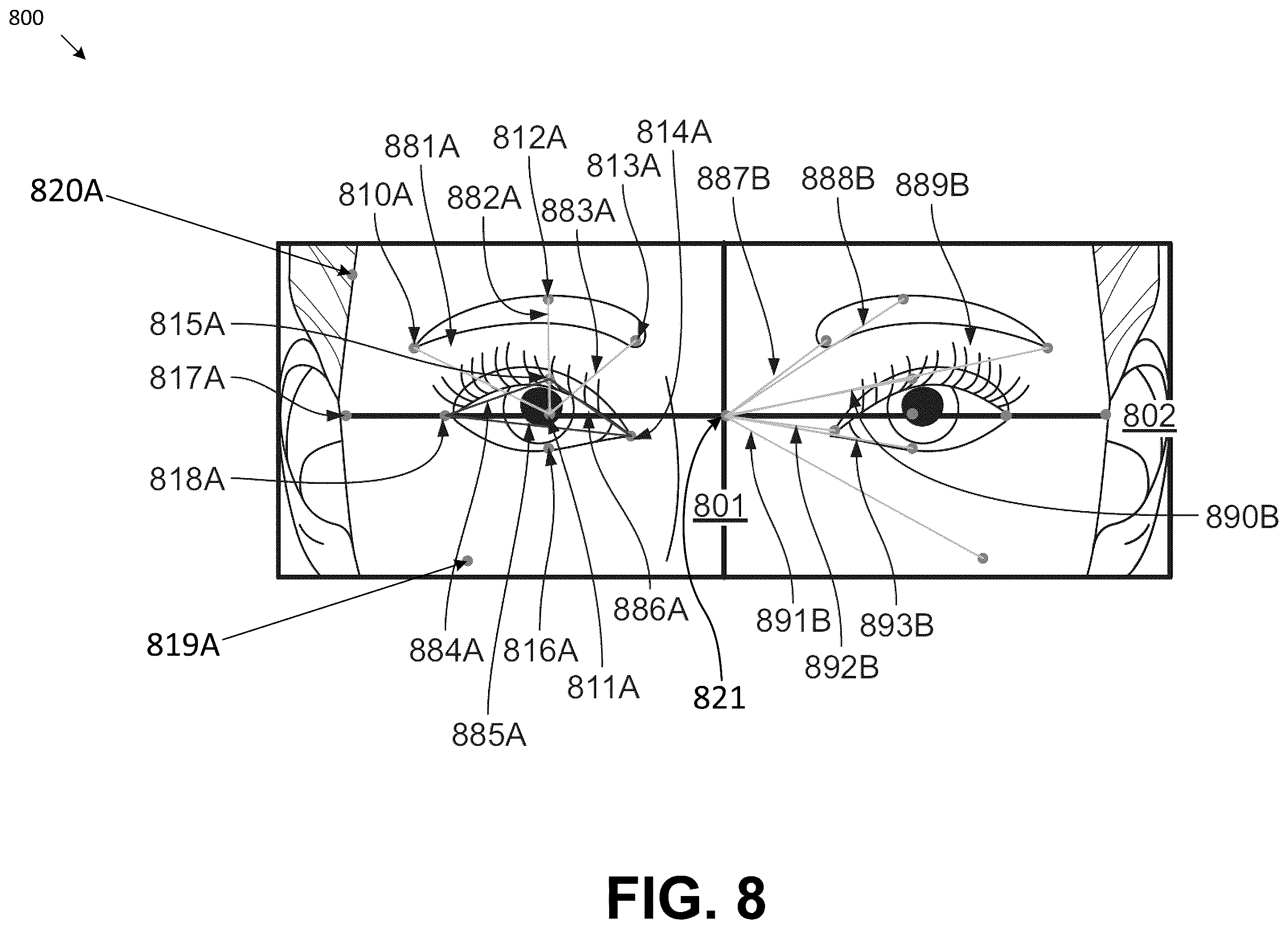 Patent US12586412 Figure 10 – Using two-dimensional images and machine learning to identify information pertaining to eye shape