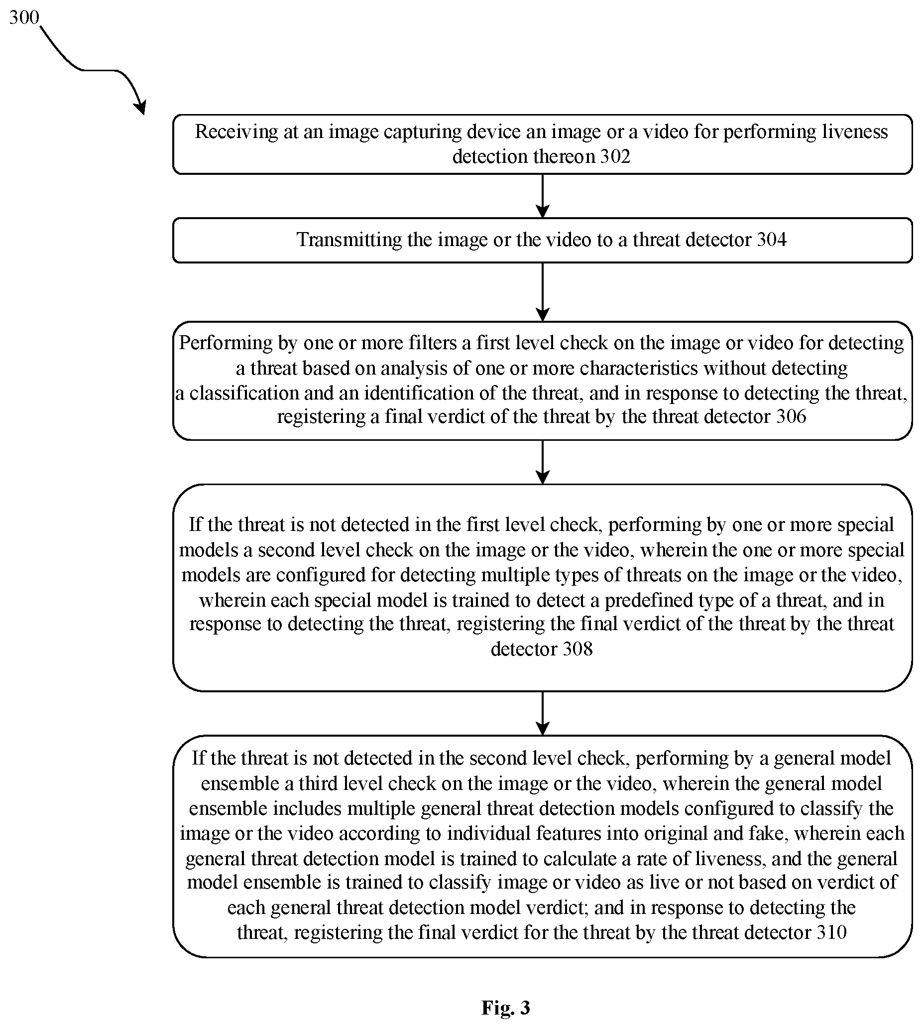 Patent US12586420 Figure 3 – Cascade ensembles for liveness detection