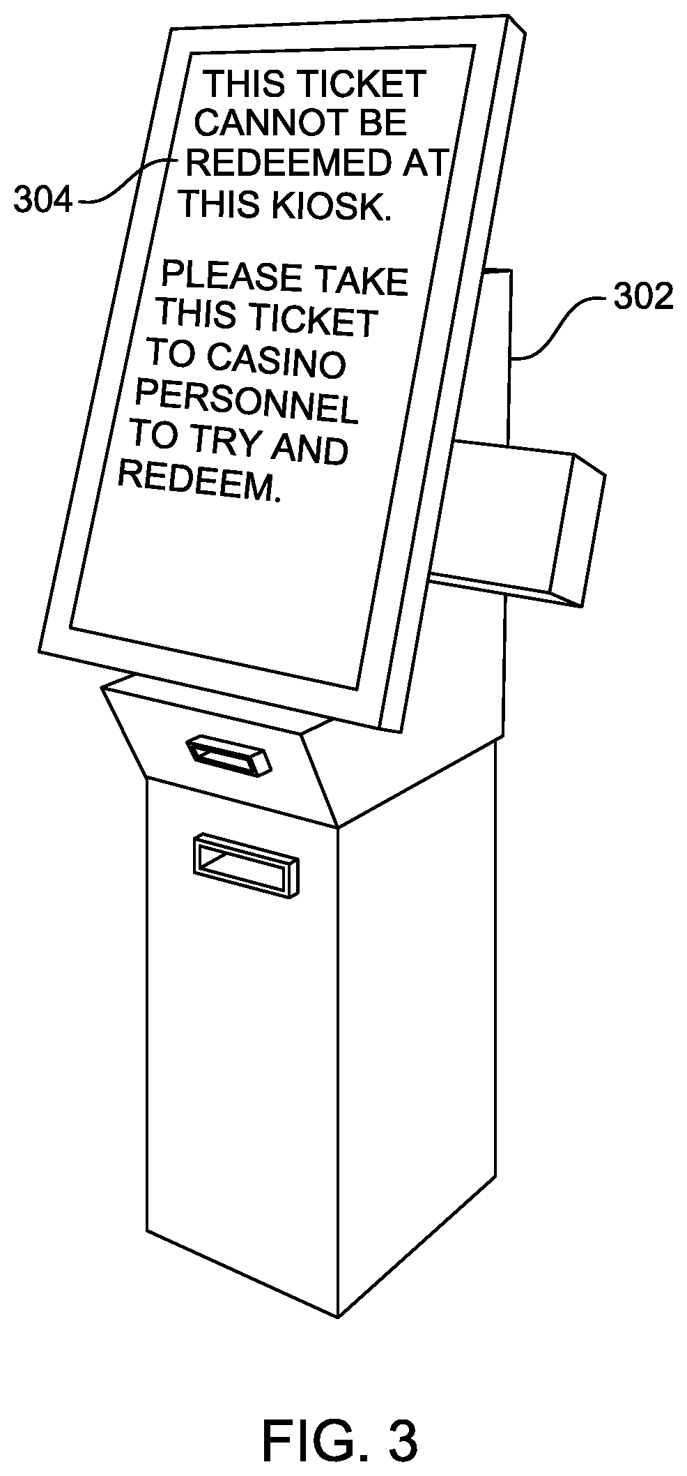 Patent US12586441 Figure 3 – Selective redemption of gaming establishment ticket vouchers