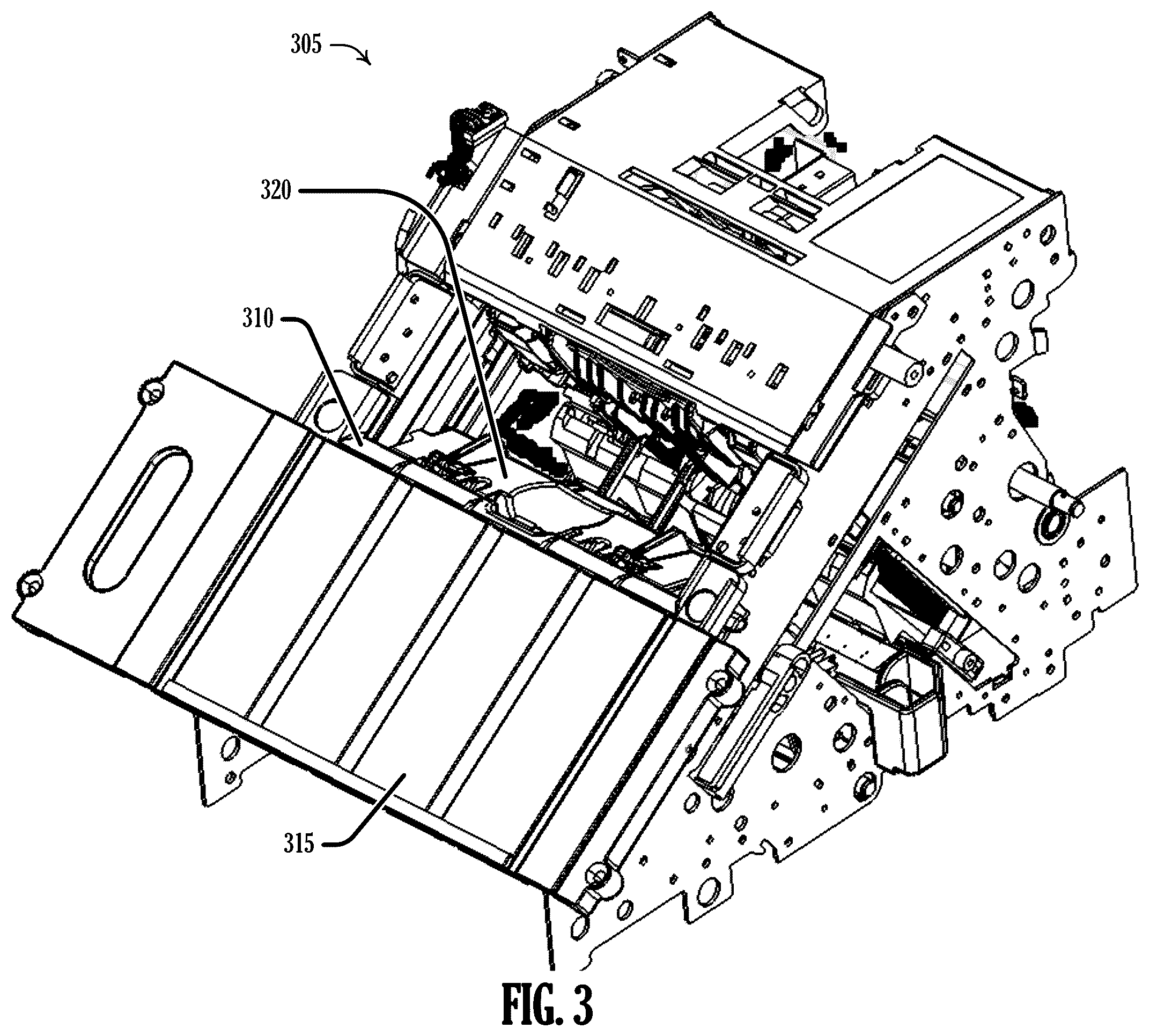 Patent US12586447 Figure 3 – Staging plate for an automated teller machine