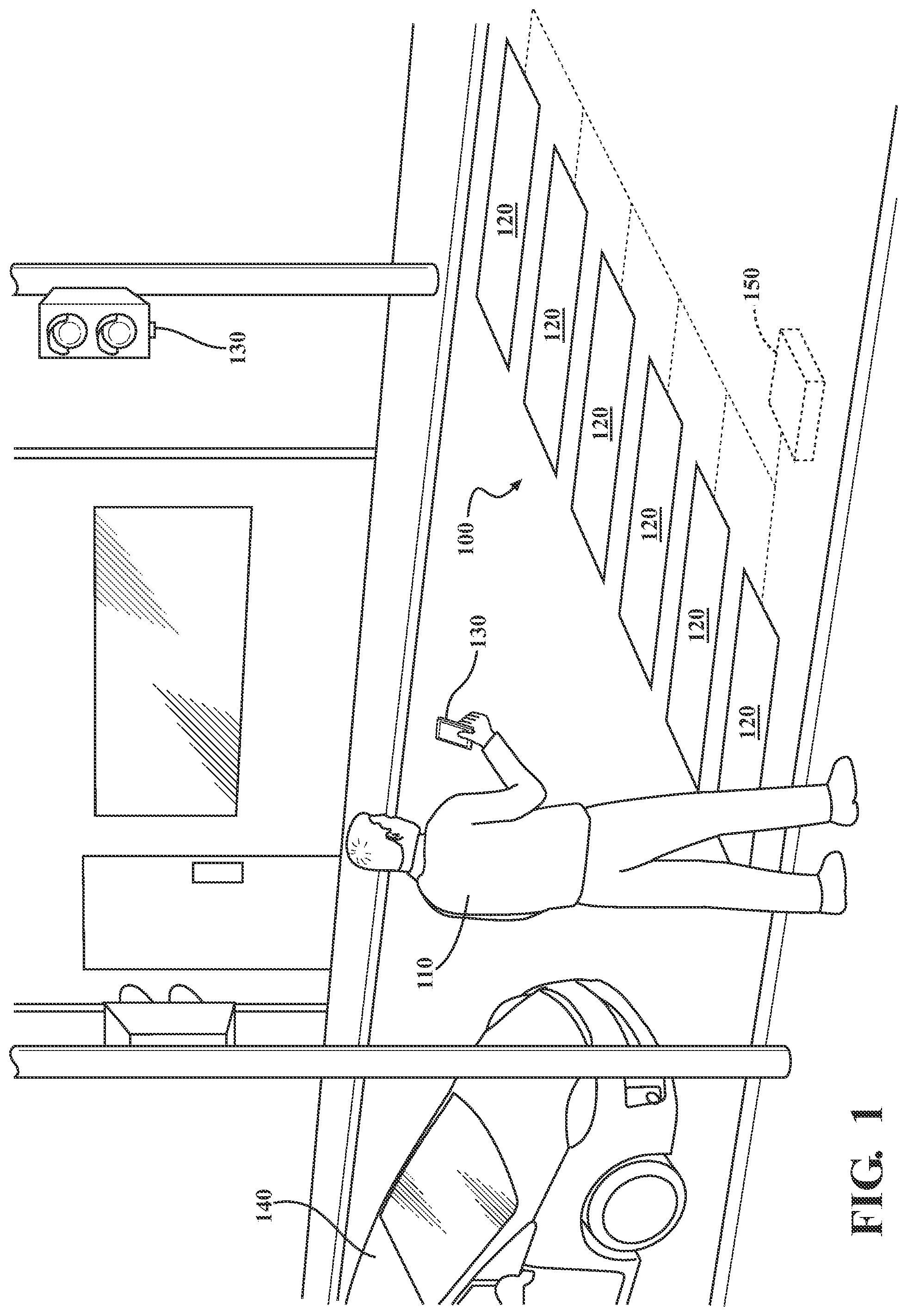 Patent US12586459 Figure 1 – Illuminating a road crossing to indicate a safe crossing condition for a user
