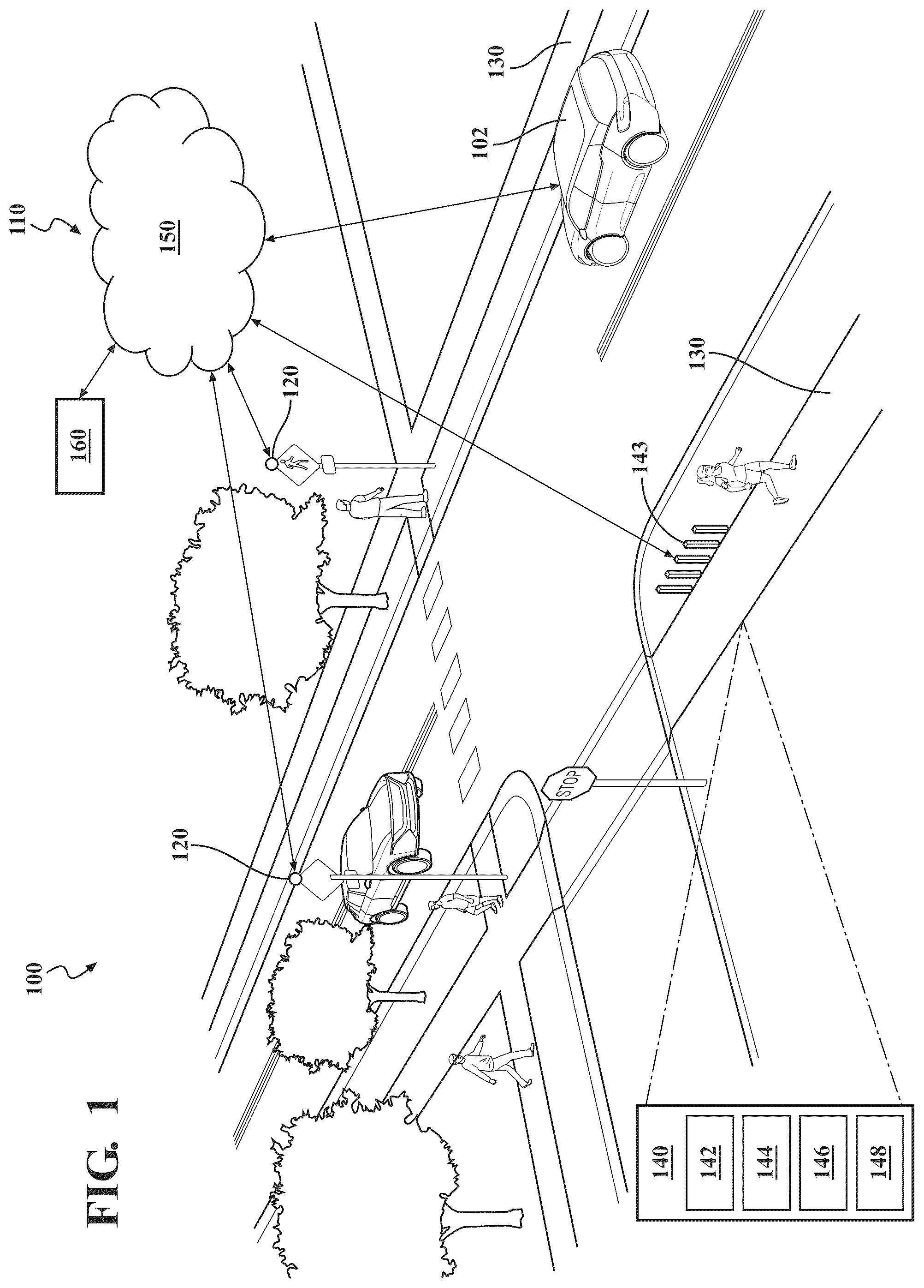 Patent US12586460 Figure 1 – User guide system for a pedestrian path