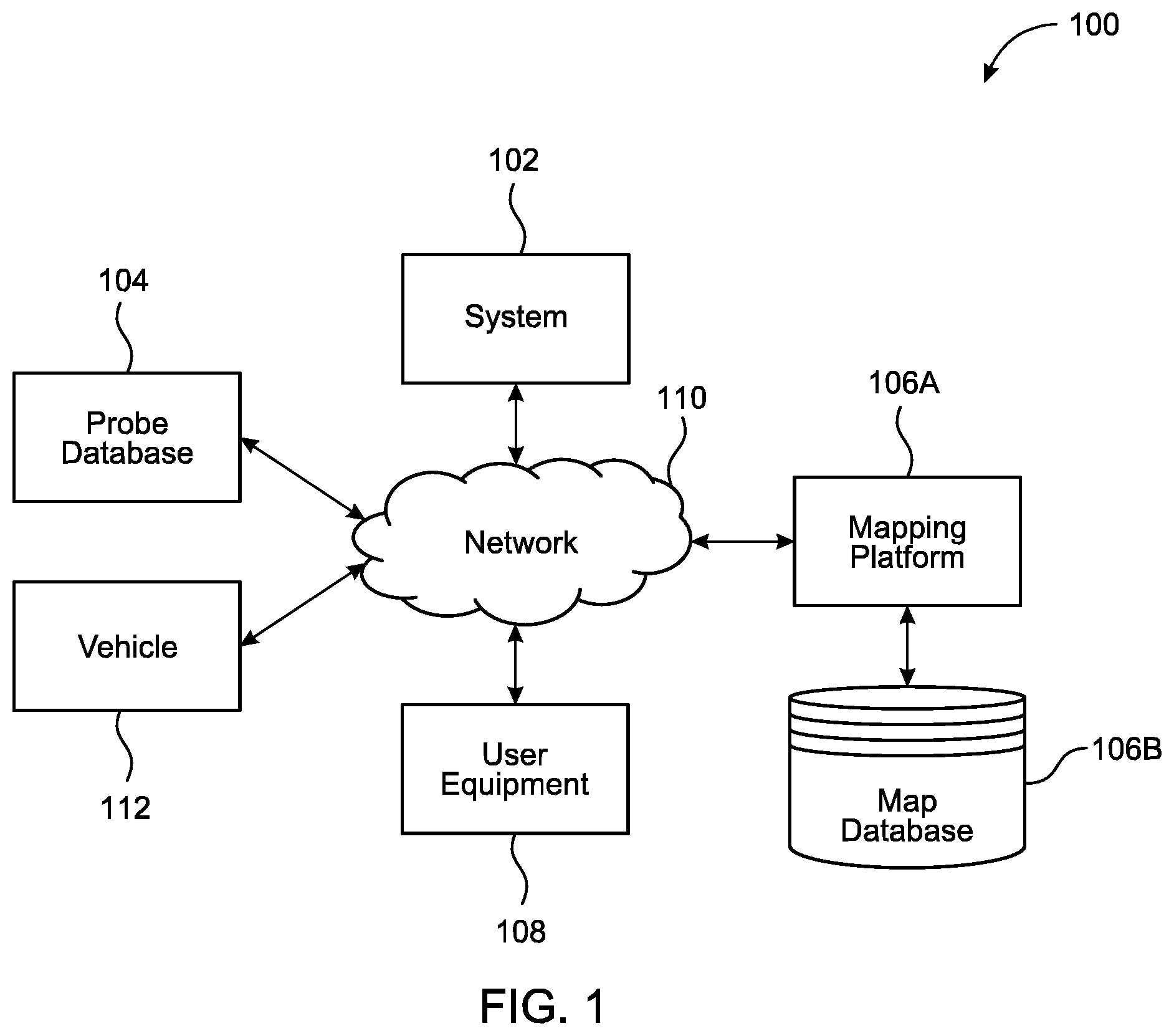 Patent US12586462 Figure 1 – System and method for generating traffic congestion data for an impacted road