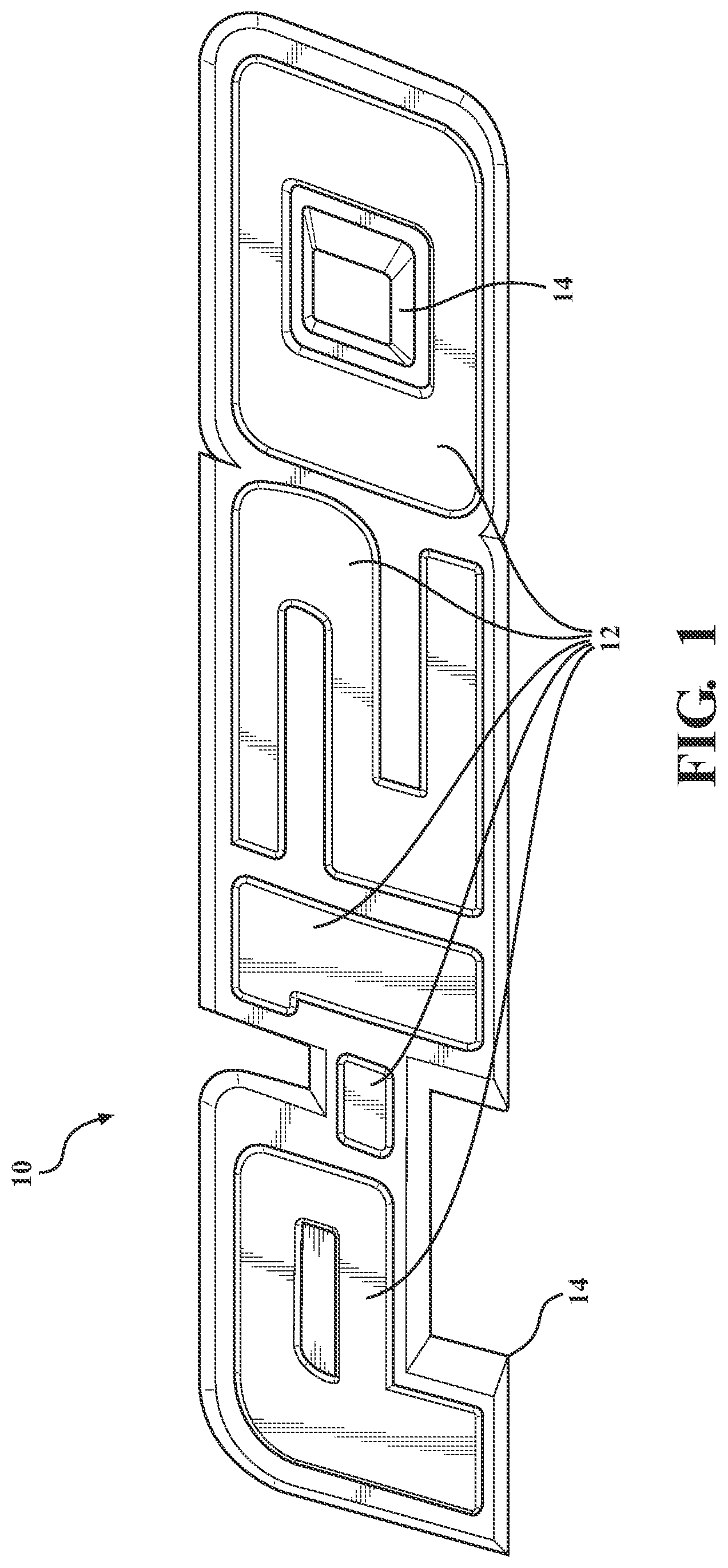Patent US12586487 Figure 1 – Lit badge with roll stamp selective chroming