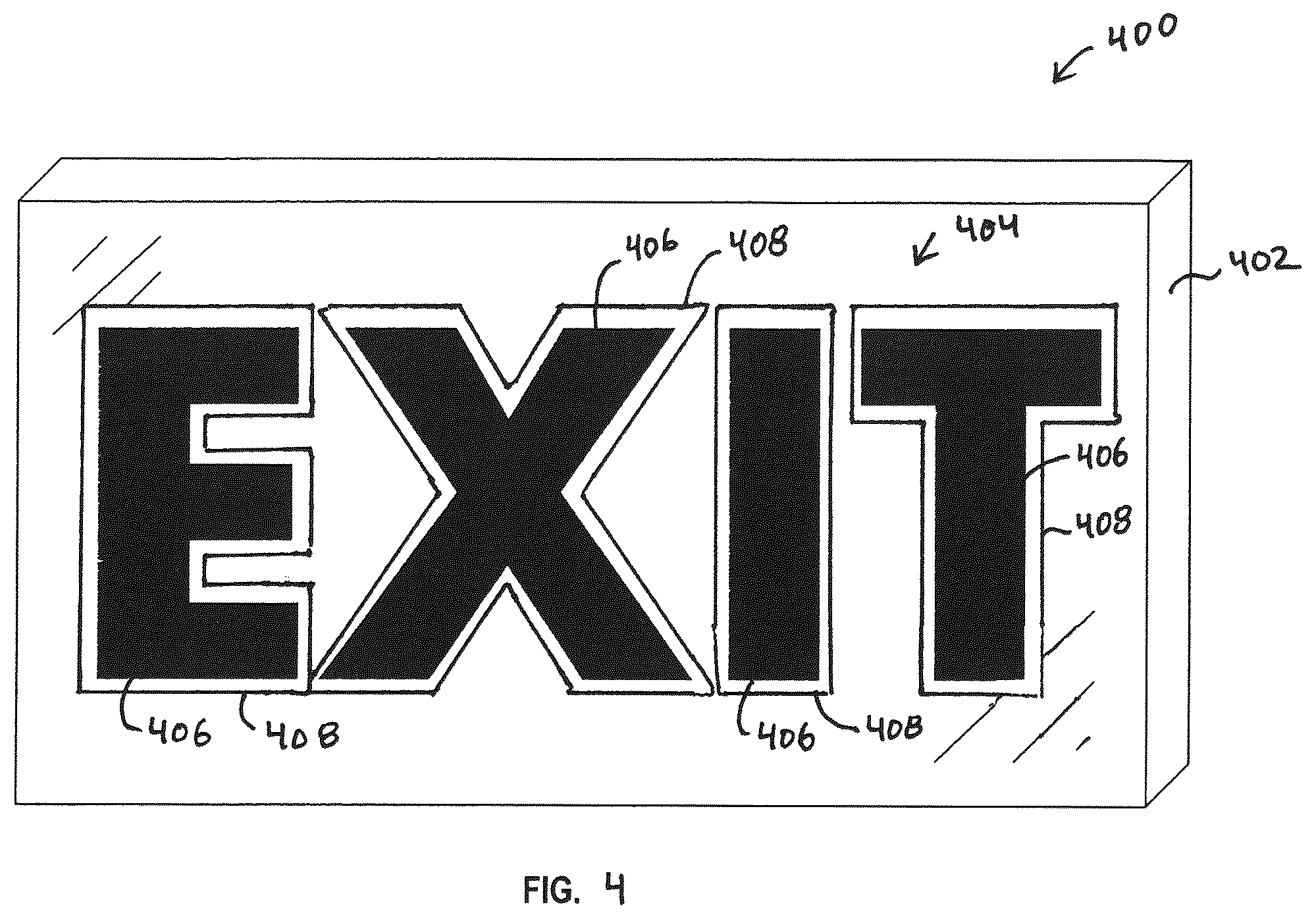 Patent US12586488 Figure 2 – Photoluminescent signage for low light ambient environment