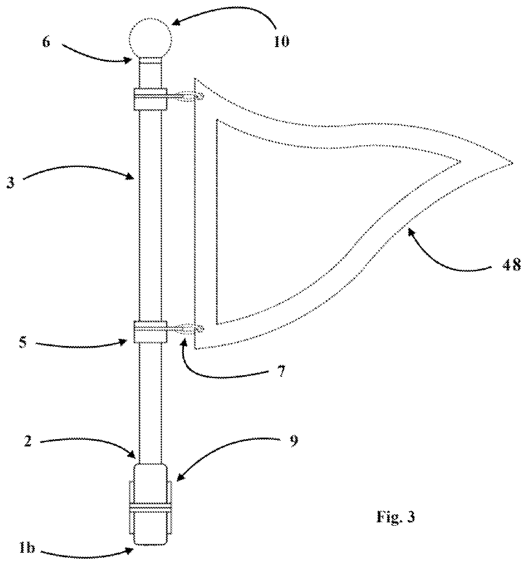 Patent US12586489 Figure 3 – Rail mount flagpole