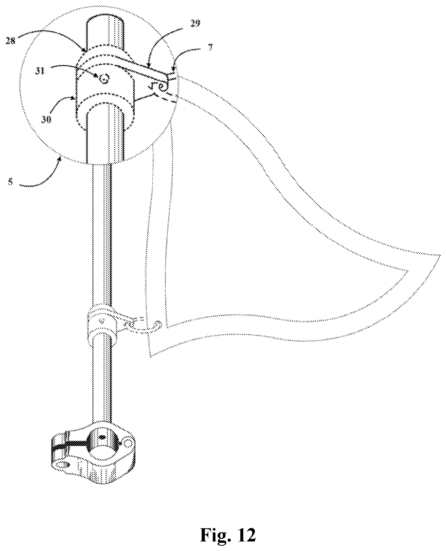 Patent US12586489 Figure 12 – Rail mount flagpole