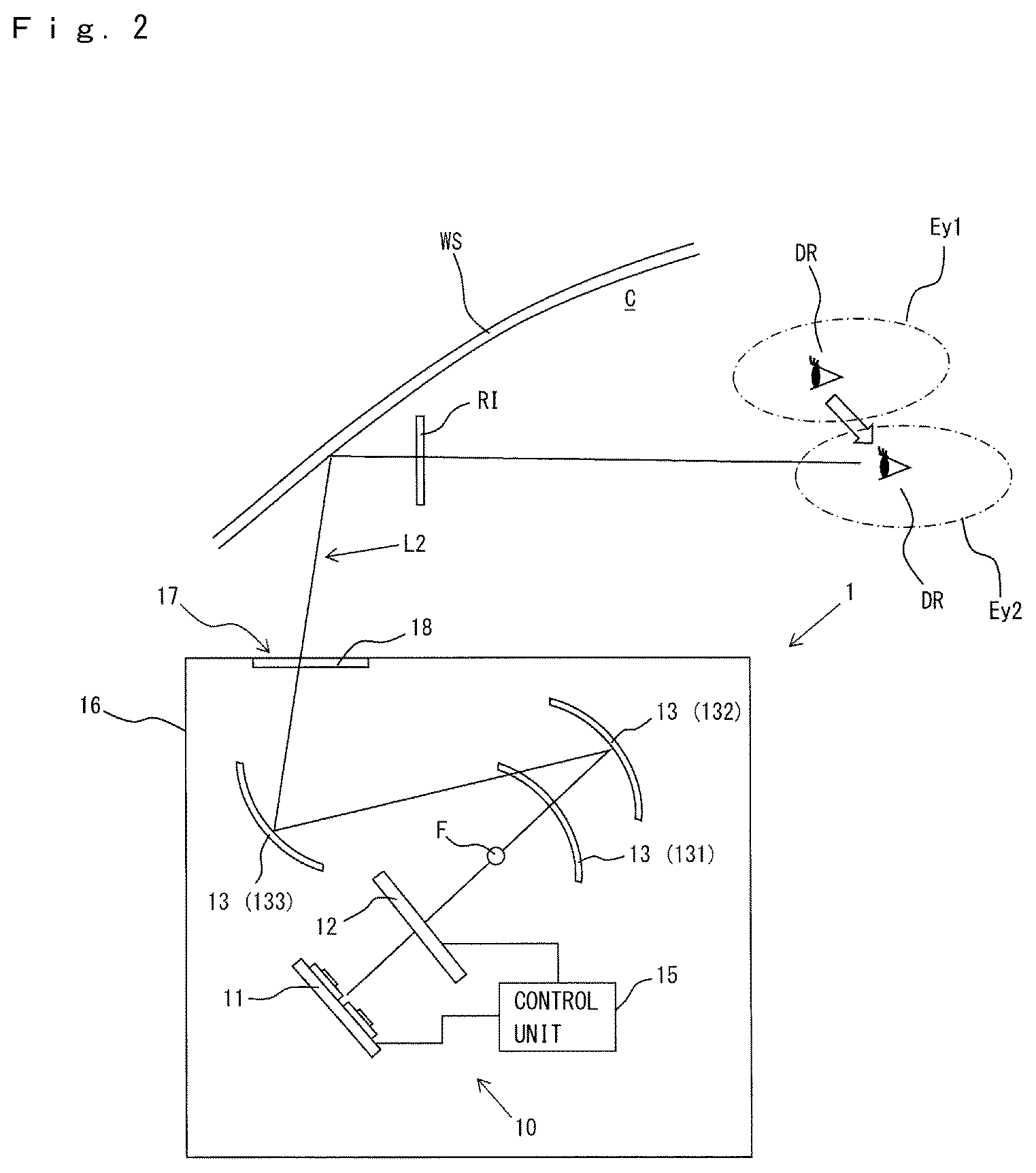 Patent US12586493 Figure 2 – Vehicular display device