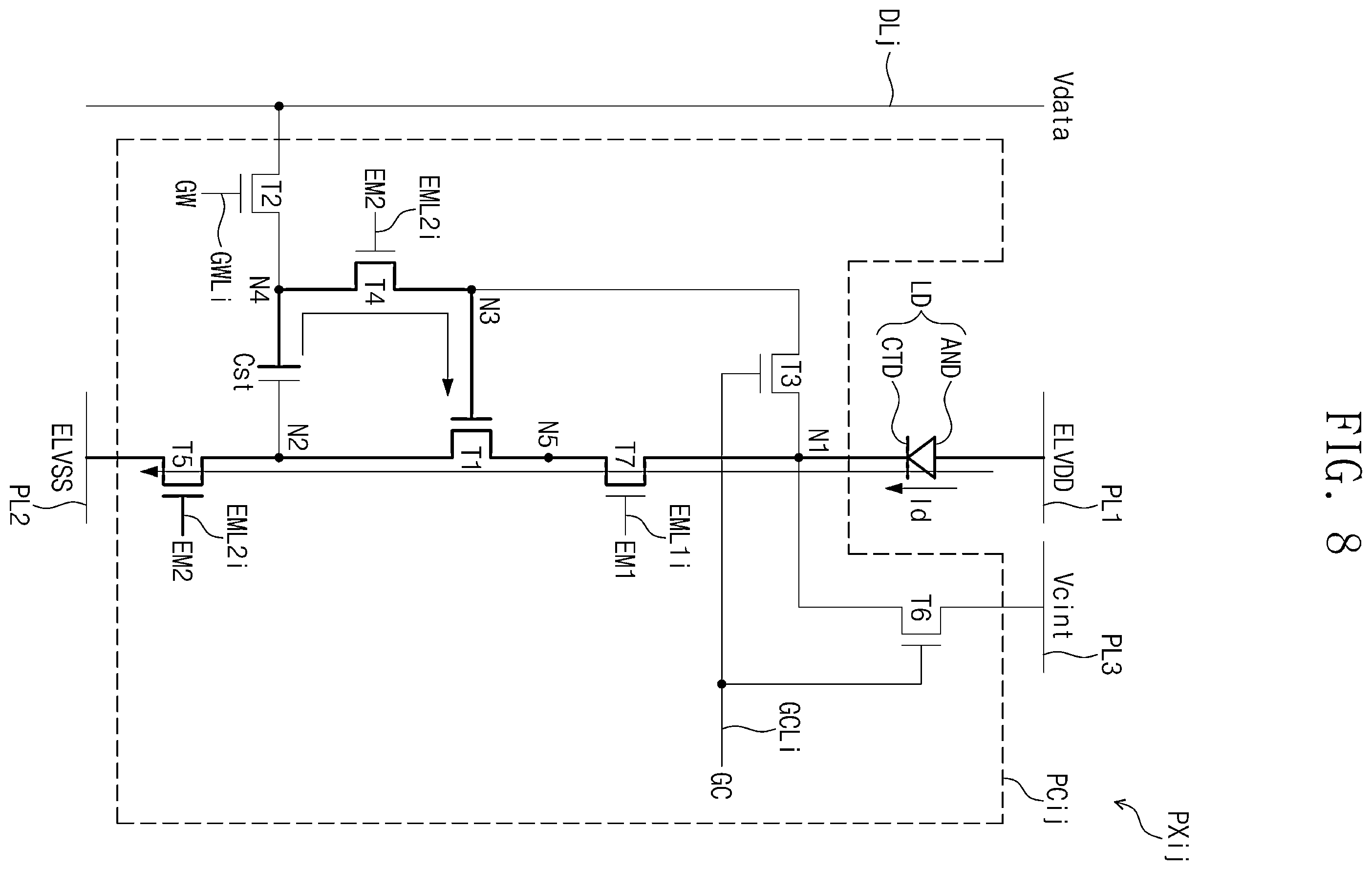 Patent US12586518 Figure 8 – Pixel and display device