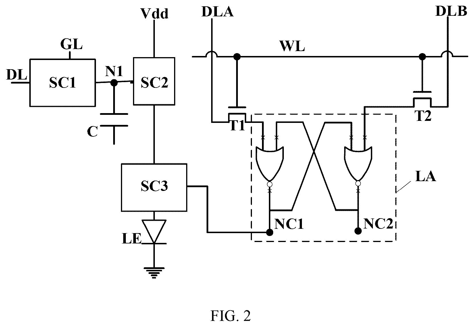 Patent US12586525 Figure 2 – Pixel driving circuit with driving current controlled by digital signals for grayscale control, display device and display method