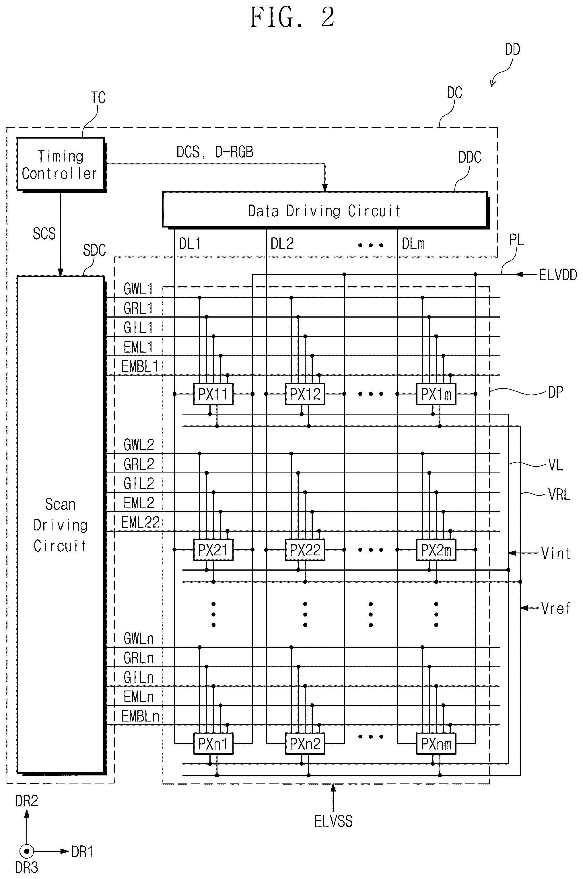 Patent US12586527 Figure 2 – Pixel driving circuit, display device including the same, and method for driving the display device