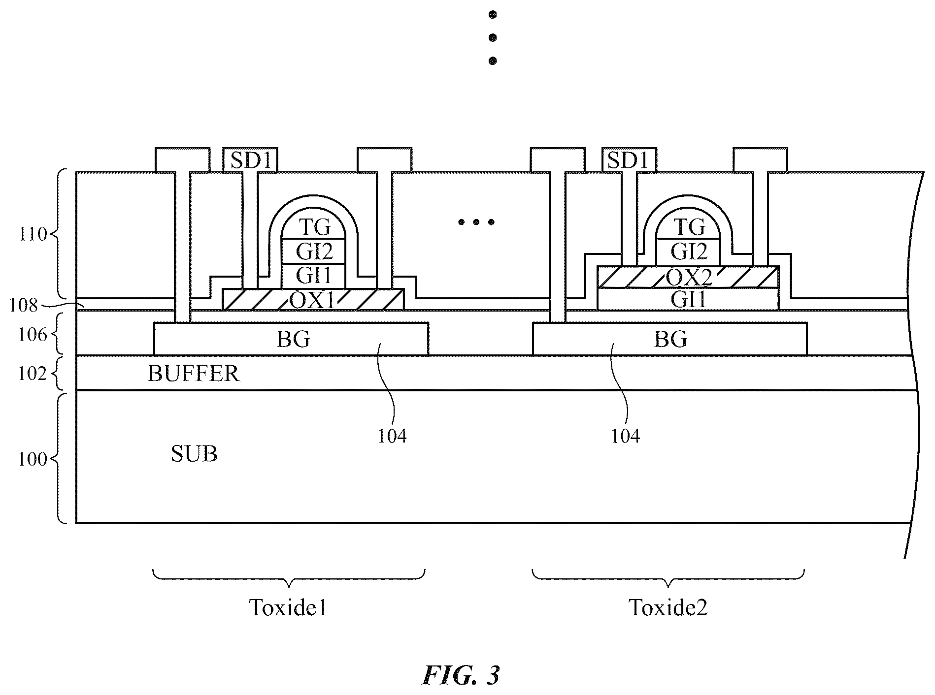 Patent US12586535 Figure 3 – Display having semiconducting oxide gate driver circuitry with bottom gate terminals for reduced leakage